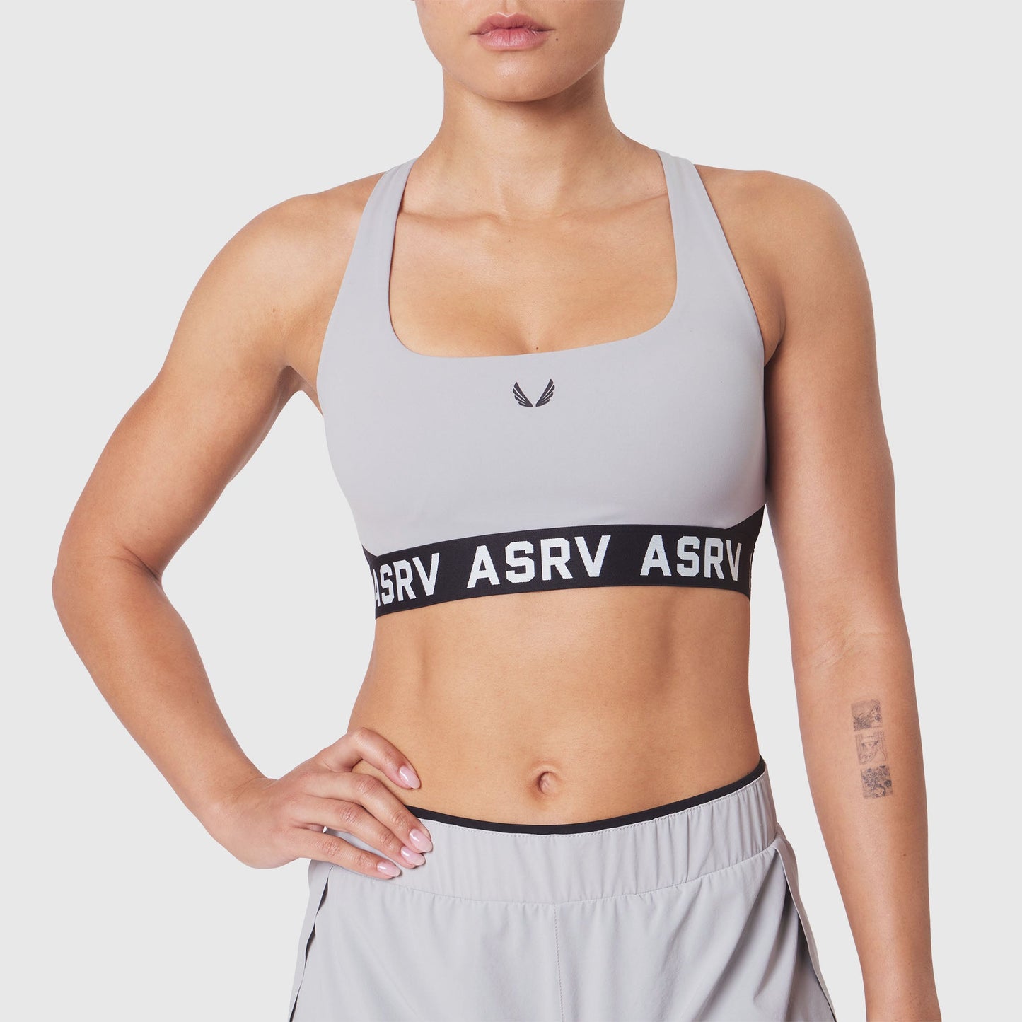 W083. LYCRA® ADAPTIV Racerback Sports Bra Slate Grey | ASRV Online