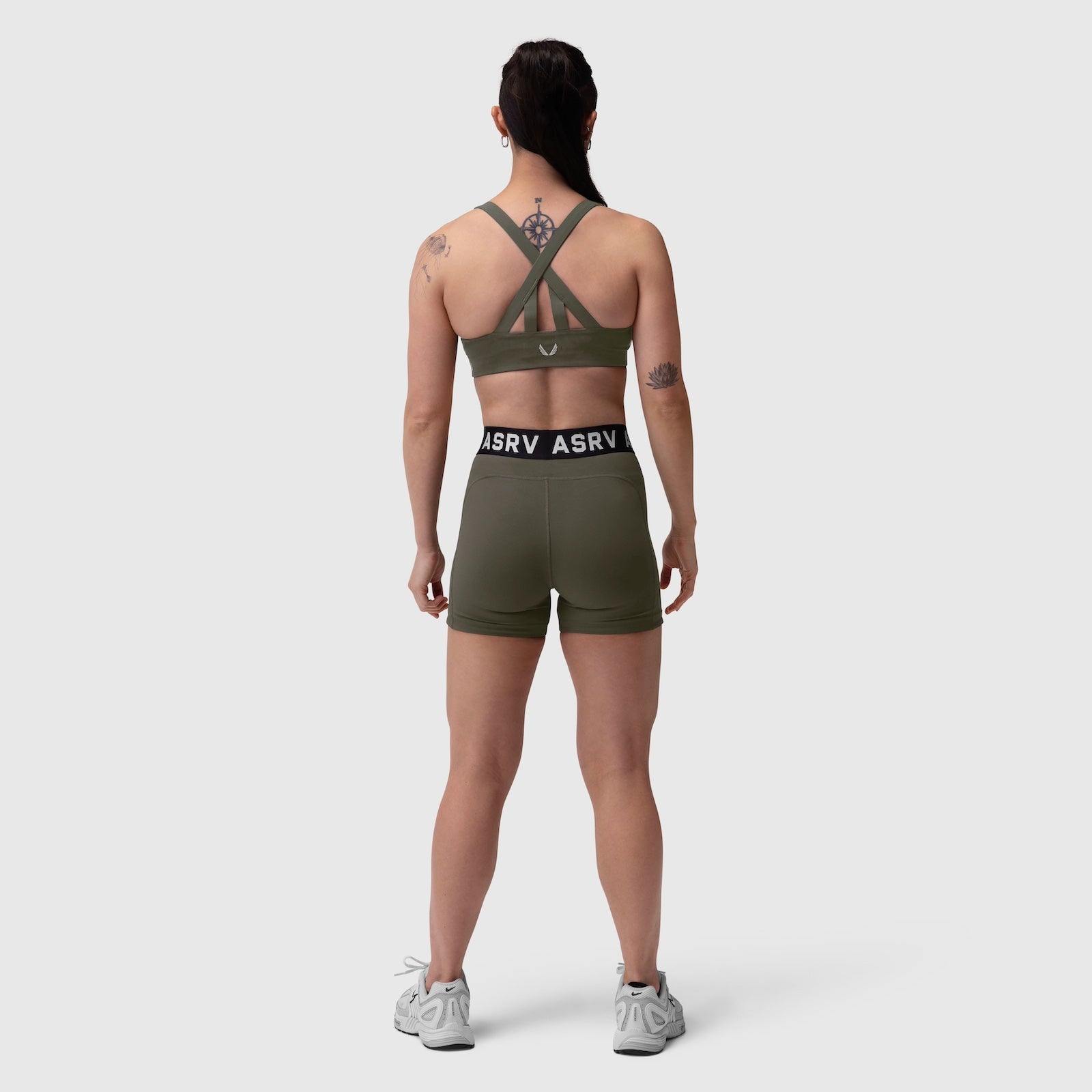 W039. LYCRA® Hybrid Sports Bra Olive | ASRV US