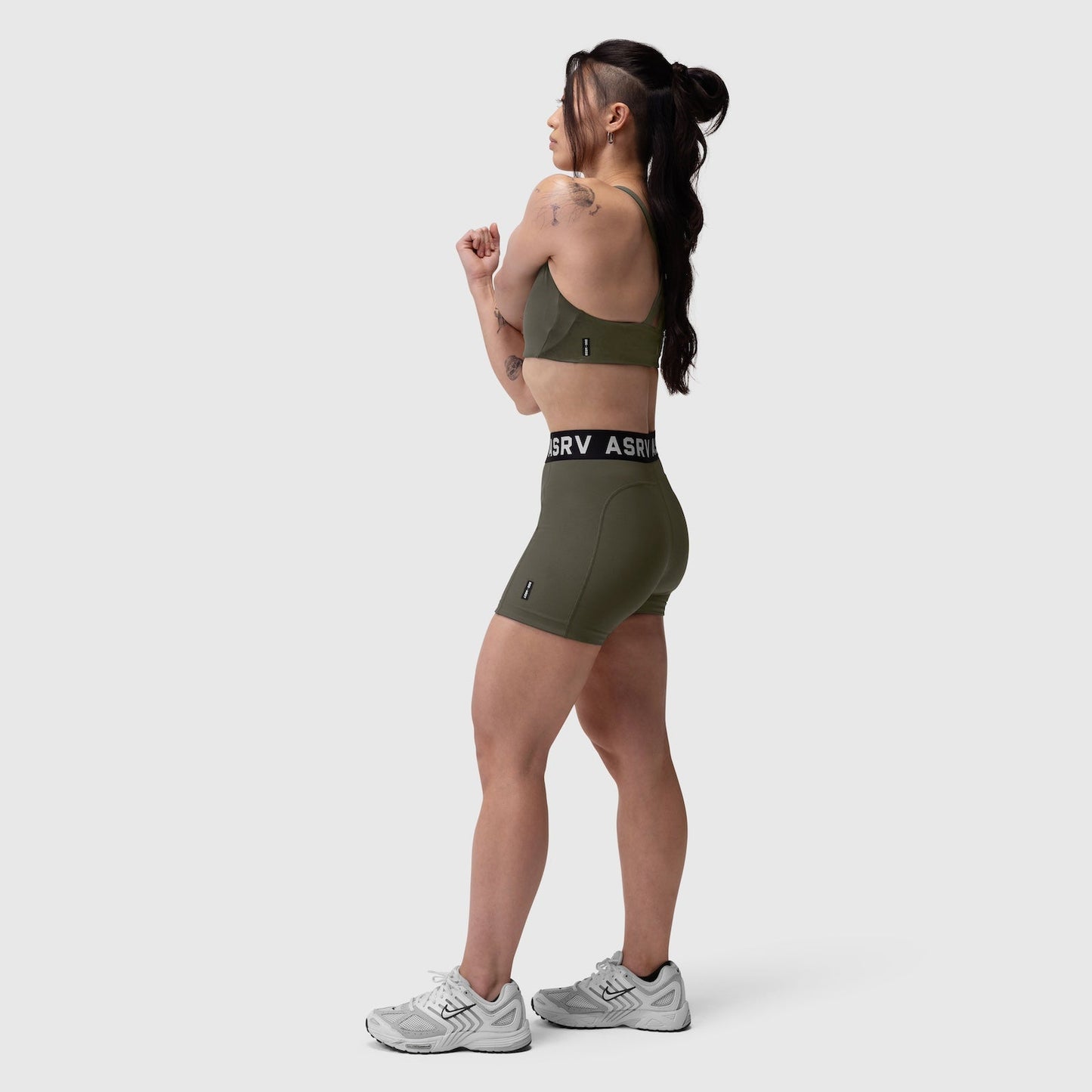 W039. LYCRA® Hybrid Sports Bra Olive | ASRV US