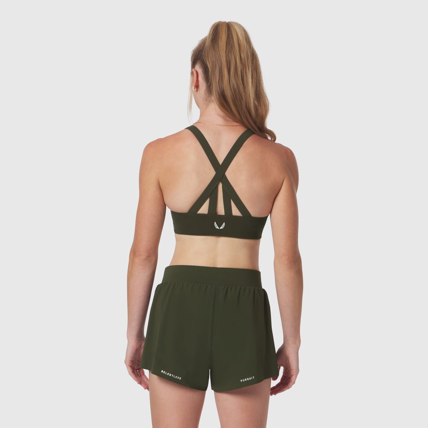 W039. LYCRA® Hybrid Sports Bra Olive | ASRV US