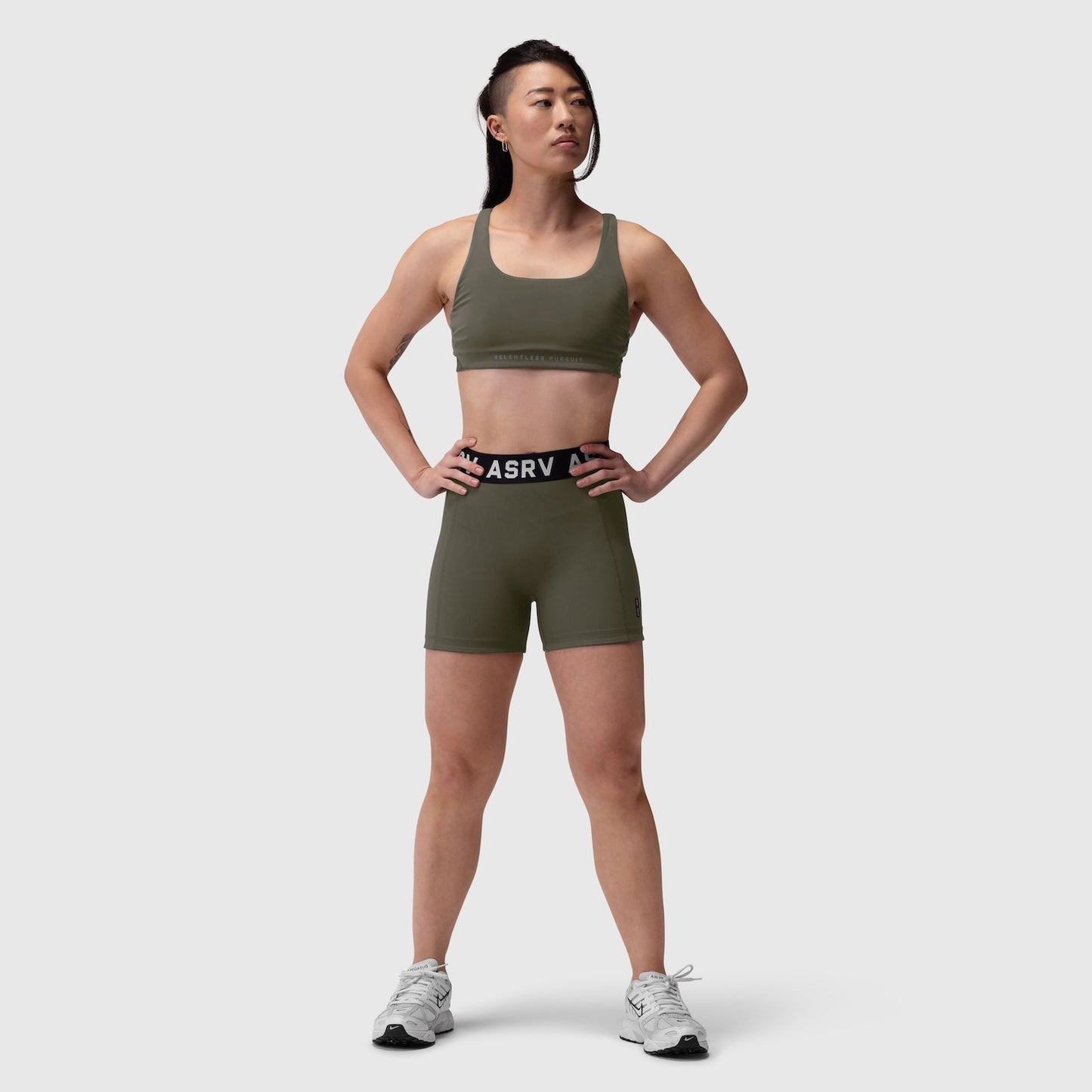 W039. LYCRA® Hybrid Sports Bra Olive | ASRV US