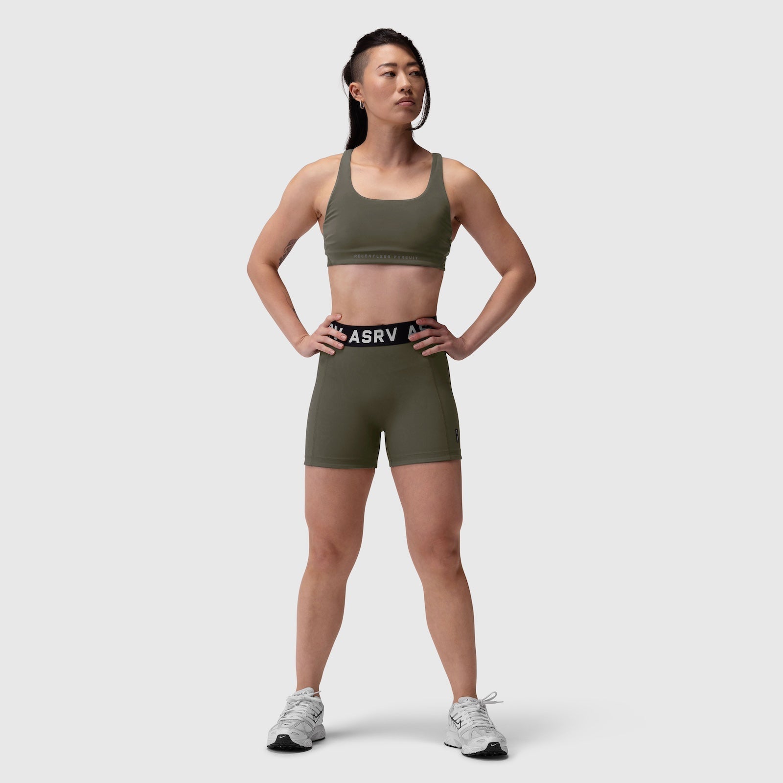 W039. LYCRA® Hybrid Sports Bra Olive | ASRV US