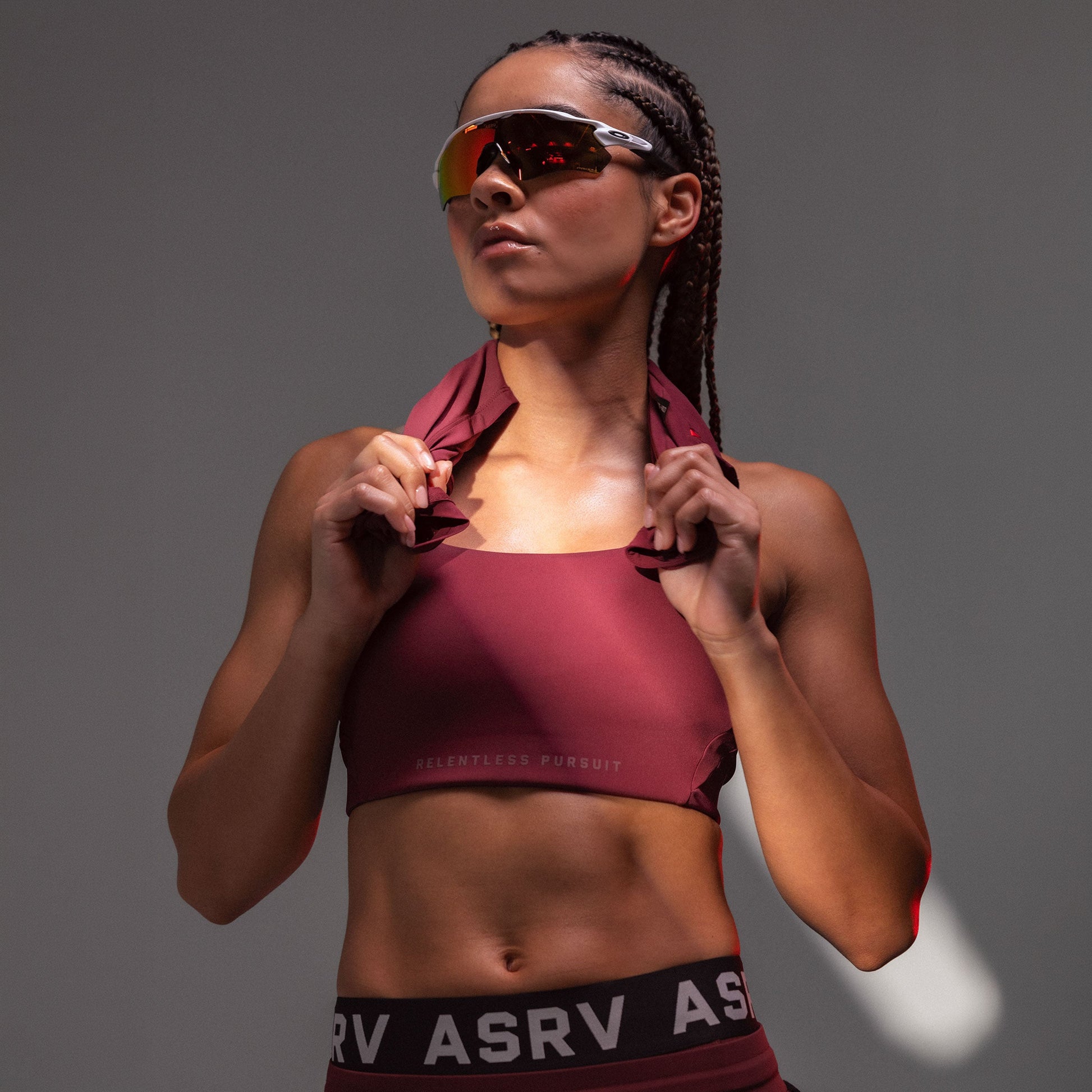 W039. LYCRA® Hybrid Sports Bra Crimson | ASRV for sale