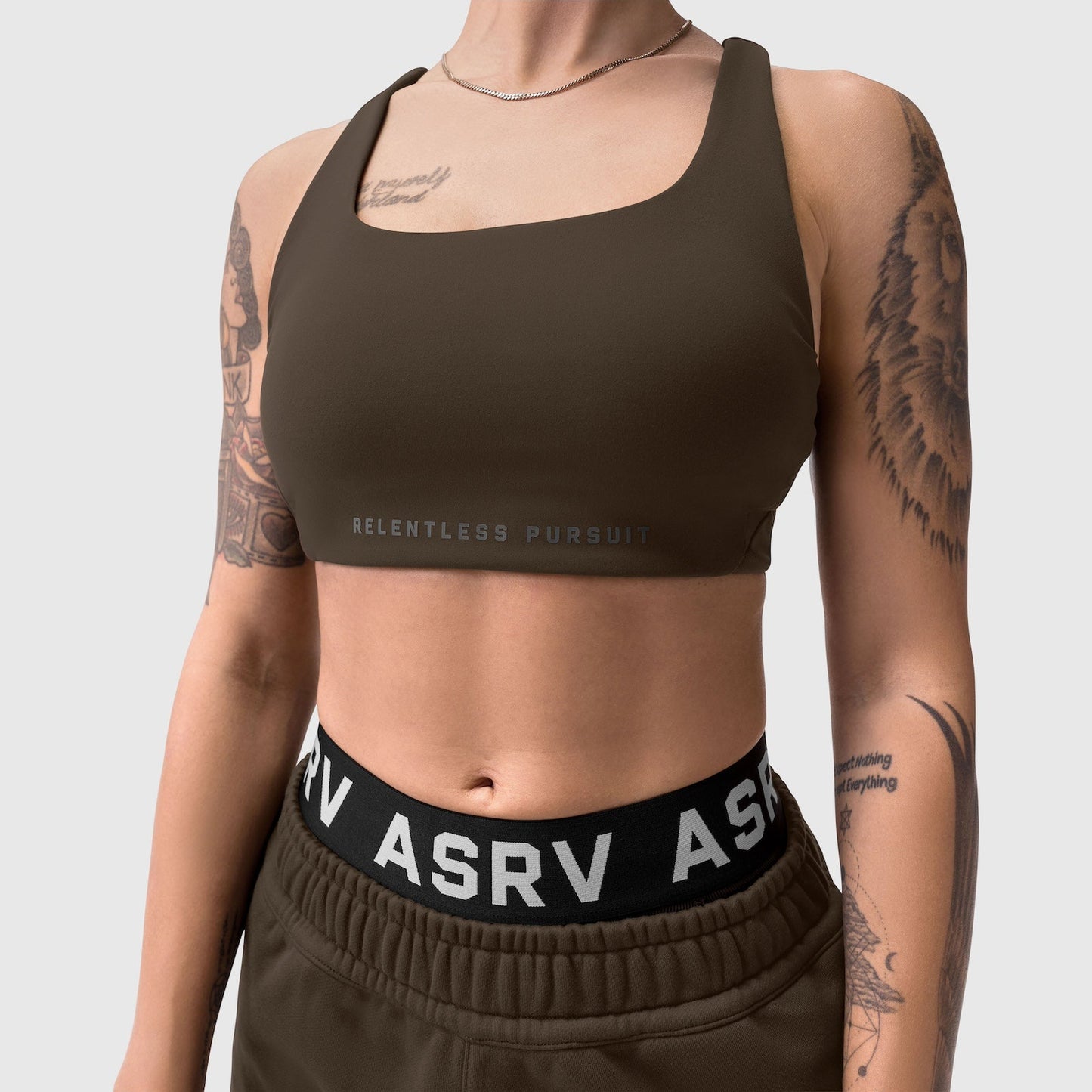 W039. LYCRA® Hybrid Sports Bra Dark Earth | ASRV discount