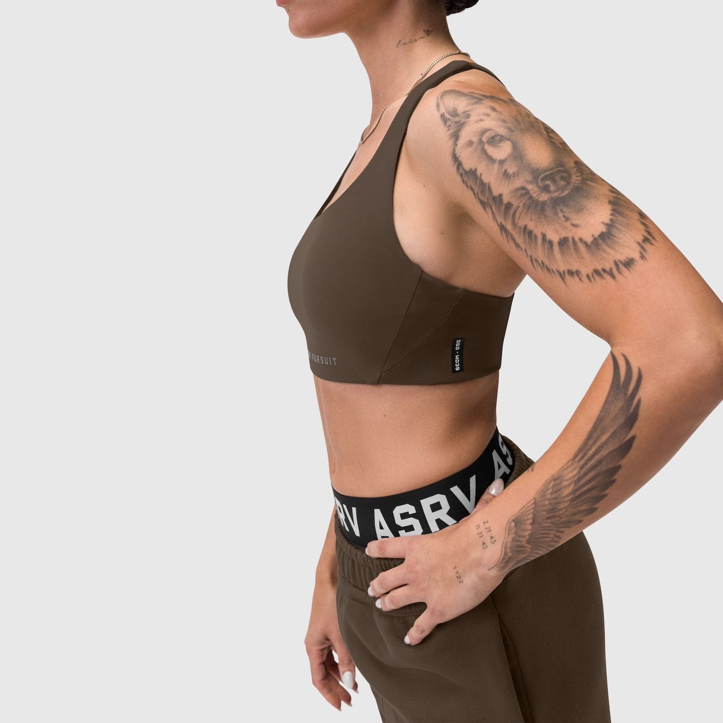 W039. LYCRA® Hybrid Sports Bra Dark Earth | ASRV discount