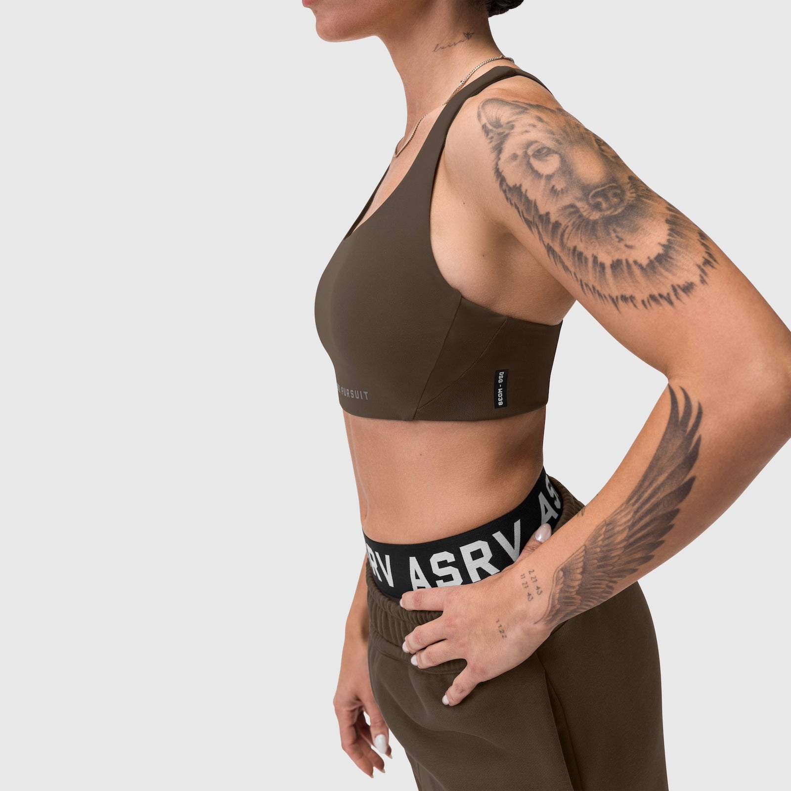 W039. LYCRA® Hybrid Sports Bra Dark Earth | ASRV discount