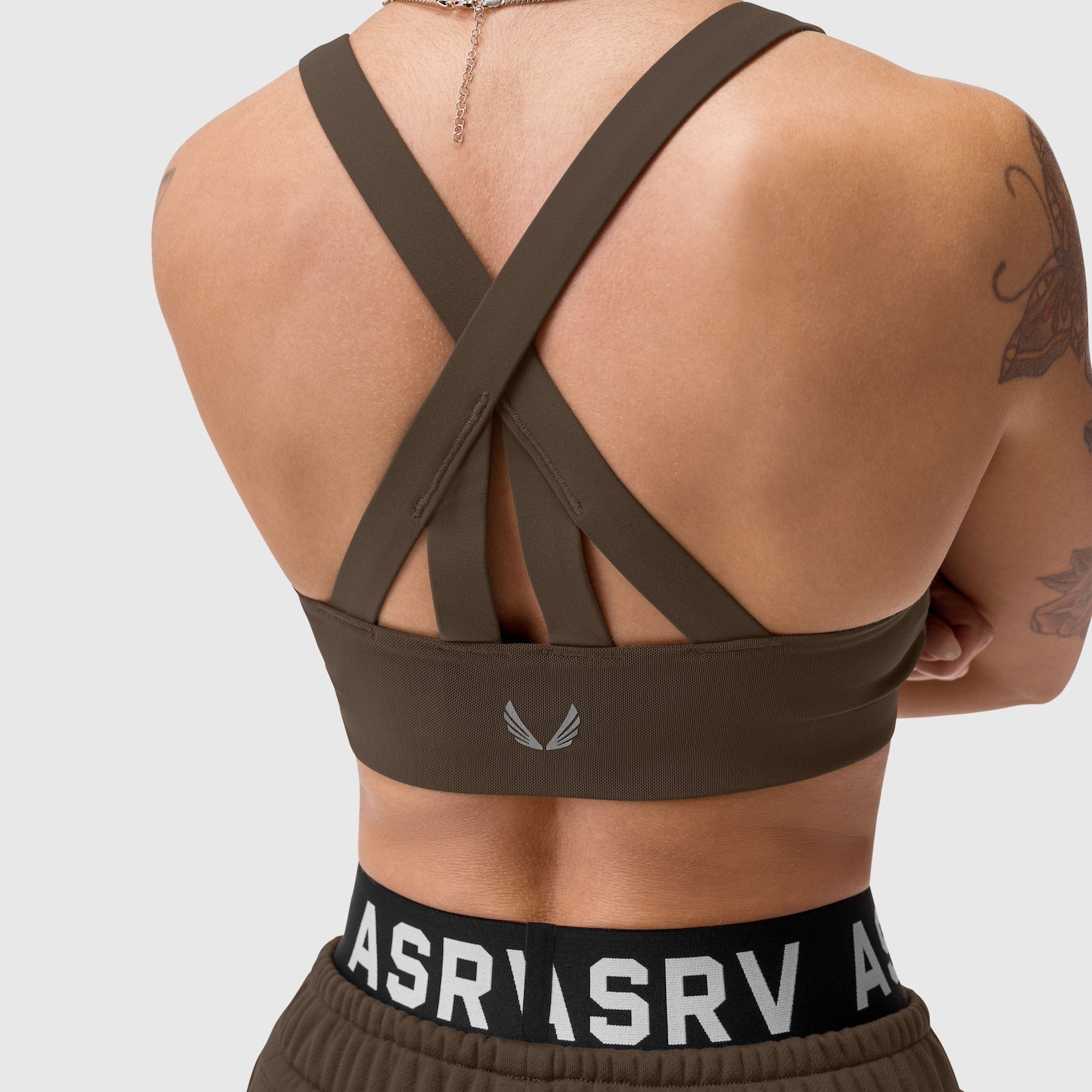 W039. LYCRA® Hybrid Sports Bra Dark Earth | ASRV discount
