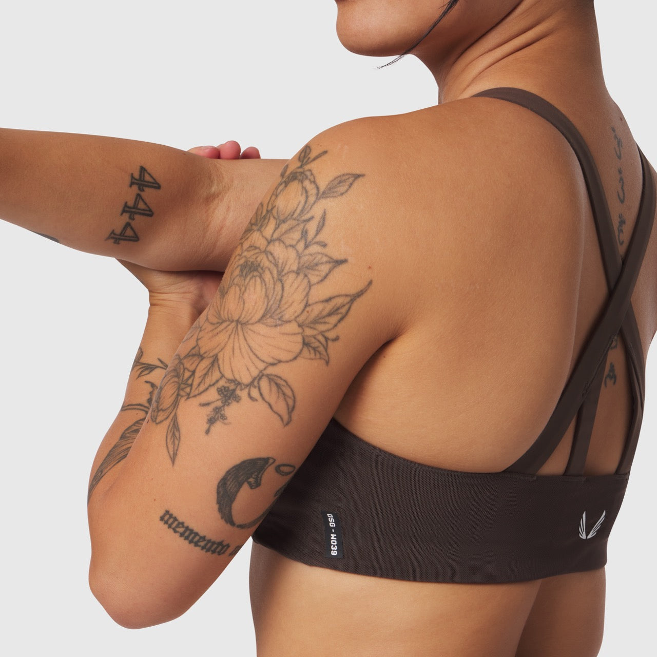W039. LYCRA® Hybrid Sports Bra Dark Earth | ASRV discount