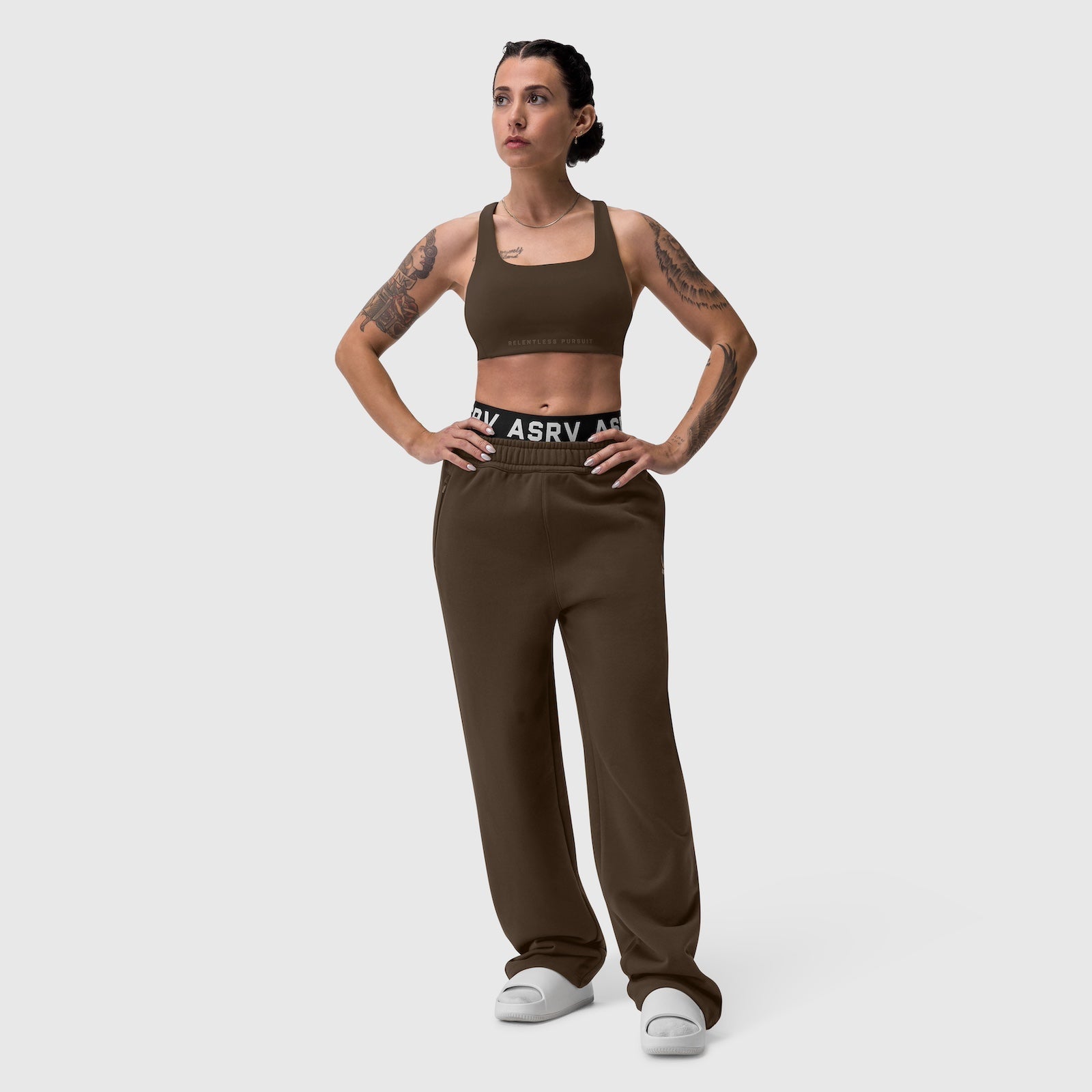 W039. LYCRA® Hybrid Sports Bra Dark Earth | ASRV discount