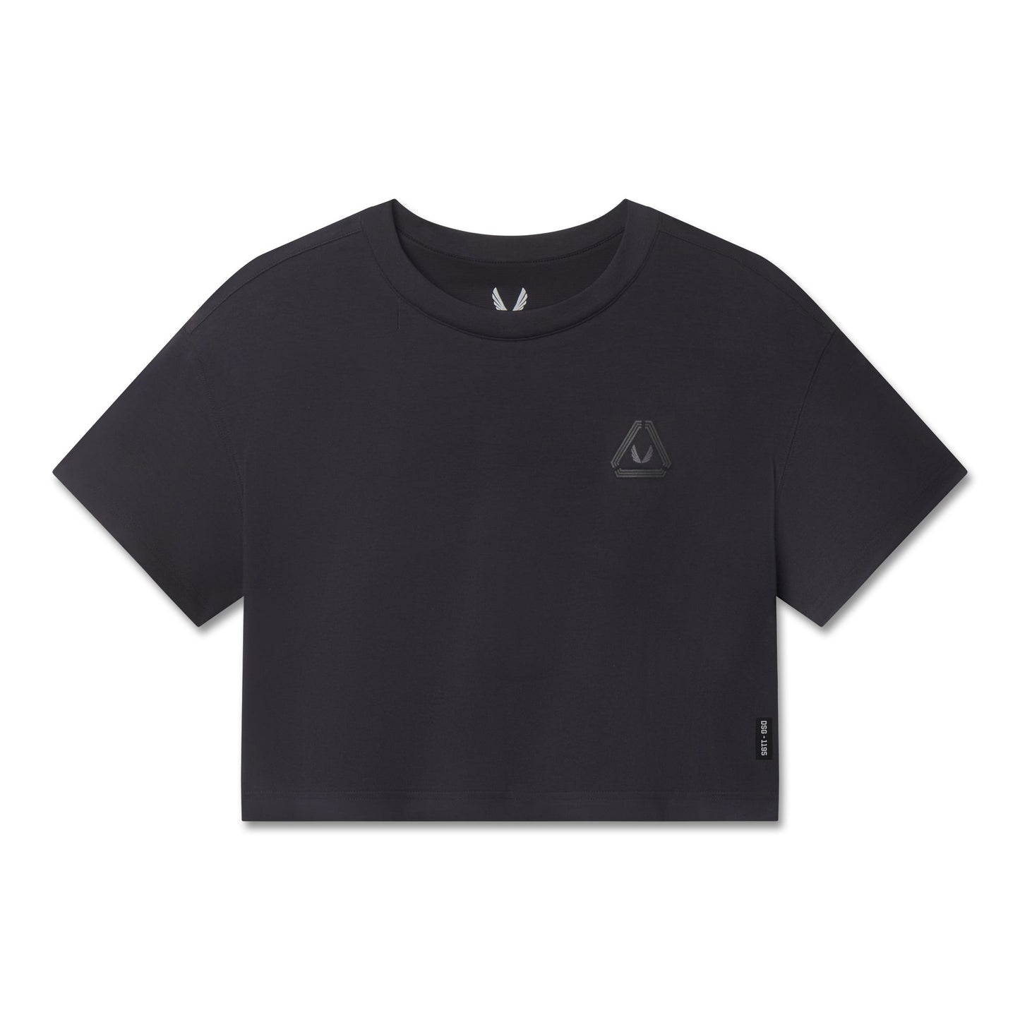 W082. SUPIMA® Ice-Skin™ Reversible Crop Tee Black/Black | ASRV Discount