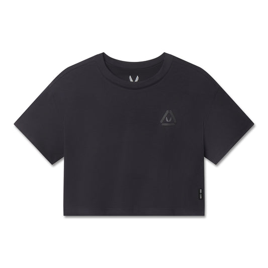 W082. SUPIMA® Ice-Skin™ Reversible Crop Tee Black/Black | ASRV Discount