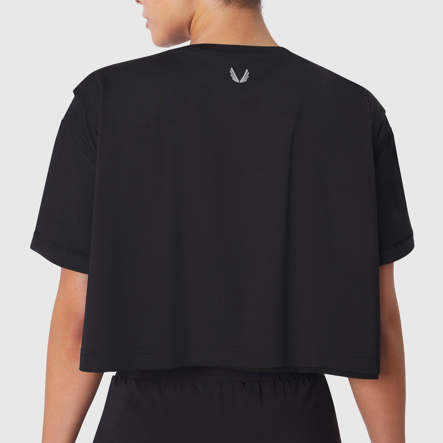 W082. SUPIMA® Ice-Skin™ Reversible Crop Tee Black/Black | ASRV Discount