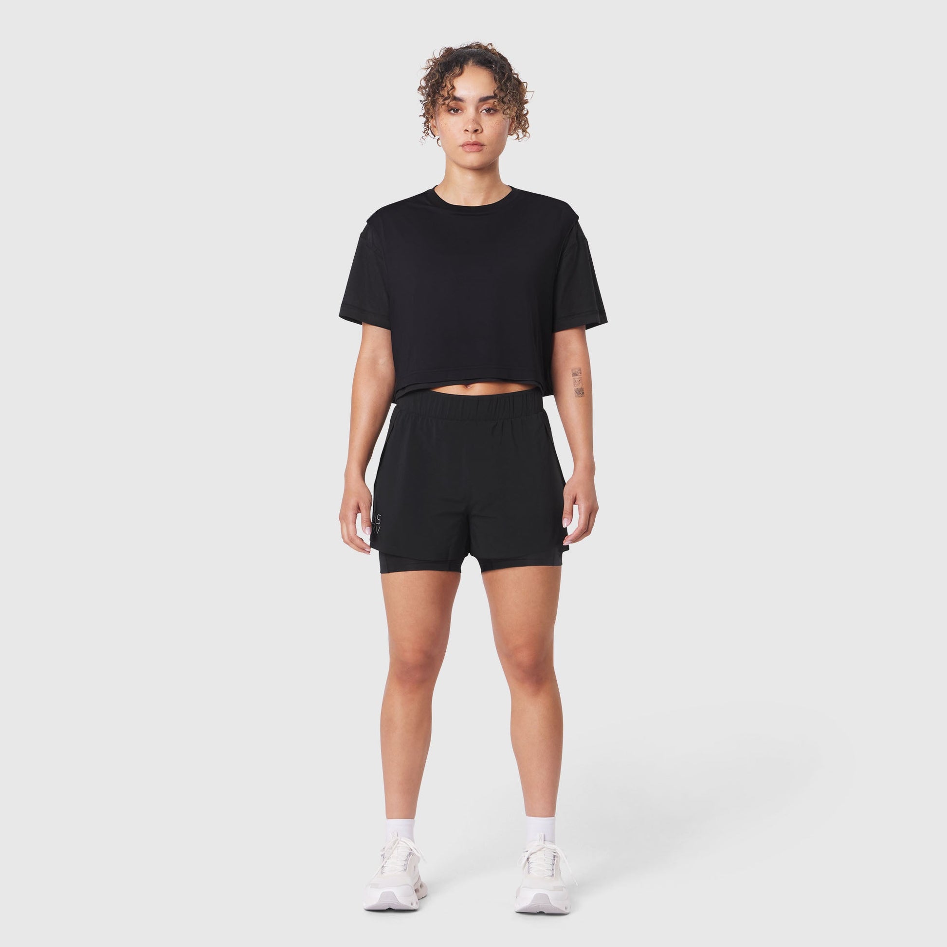 W082. SUPIMA® Ice-Skin™ Reversible Crop Tee Black/Black | ASRV Discount