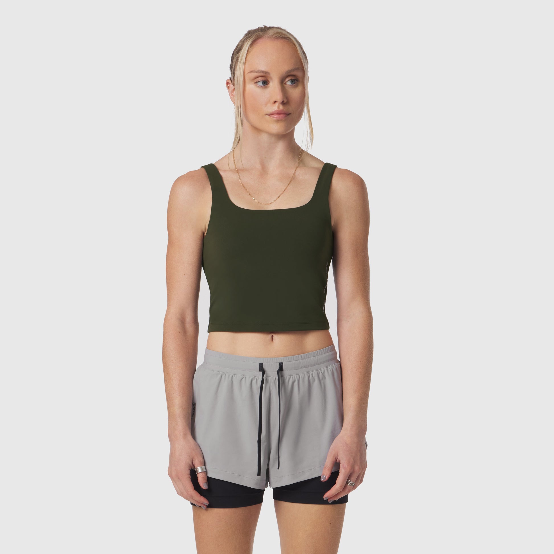 W022. LYCRA® 2-in-1 Tank Top Olive | ASRV on sale