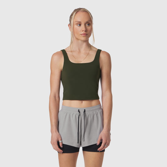 W022. LYCRA® 2-in-1 Tank Top Olive | ASRV on sale