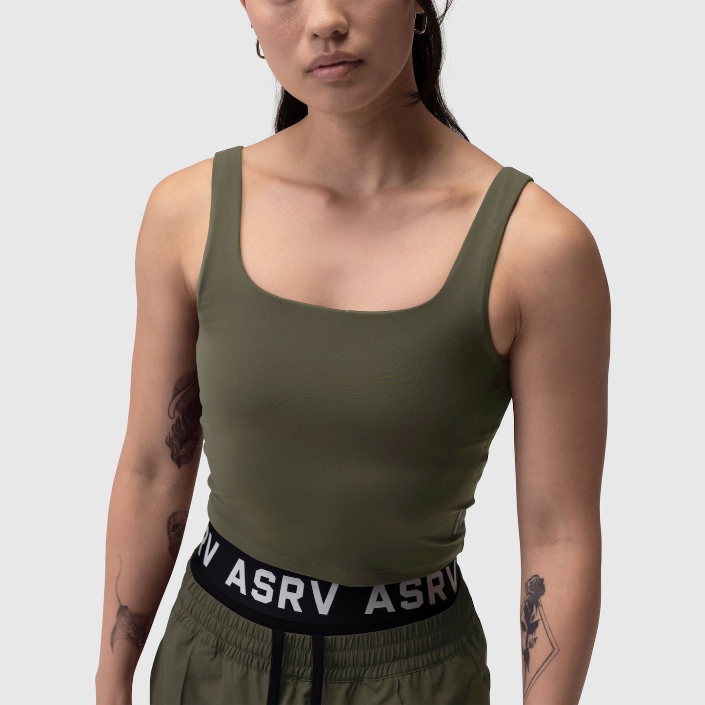 W022. LYCRA® 2-in-1 Tank Top Olive | ASRV on sale