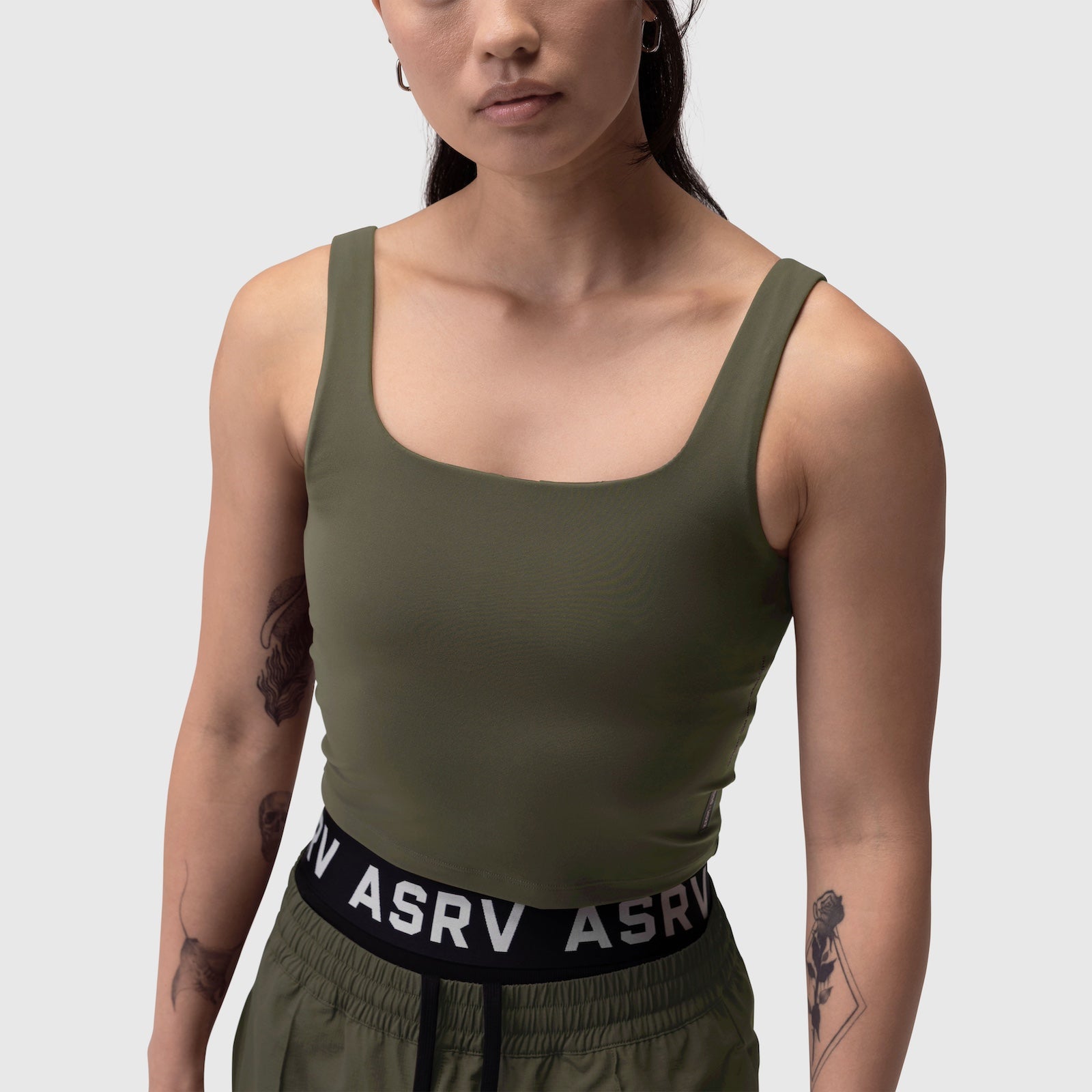 W022. LYCRA® 2-in-1 Tank Top Olive | ASRV on sale