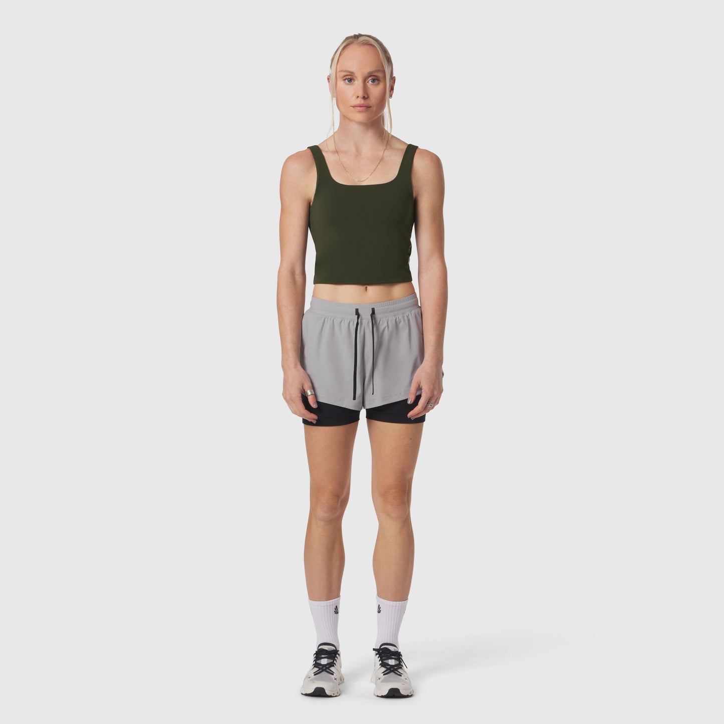 W022. LYCRA® 2-in-1 Tank Top Olive | ASRV on sale
