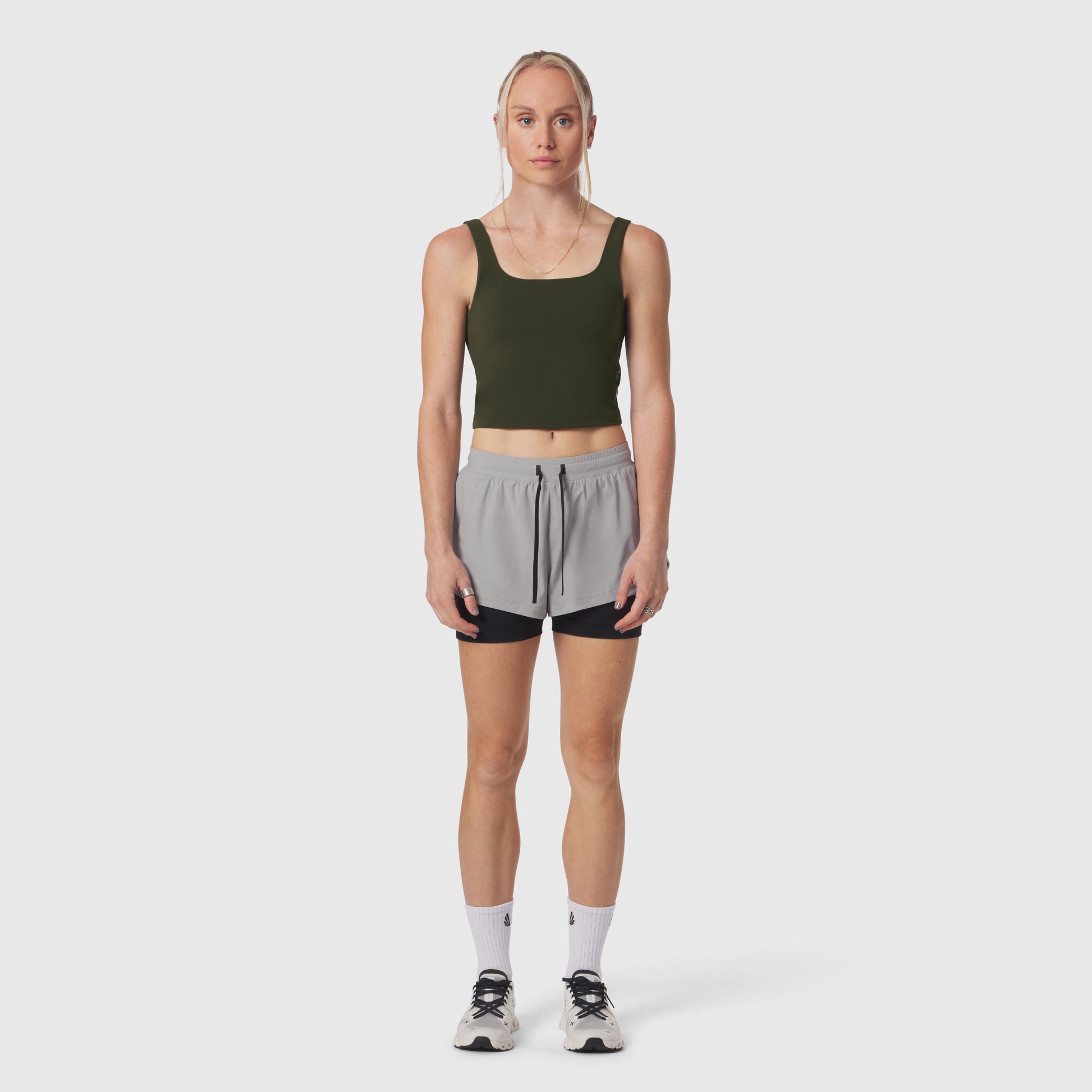 W022. LYCRA® 2-in-1 Tank Top Olive | ASRV on sale