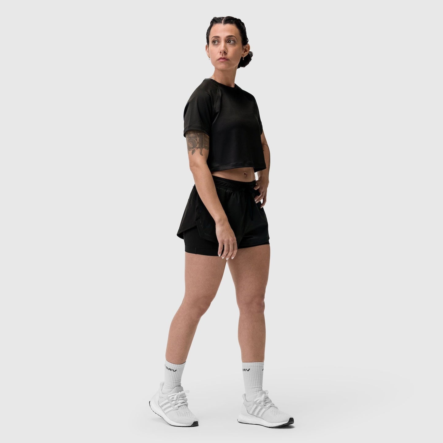 W018. AeroSilver® Cropped Tee Black | ASRV for sale