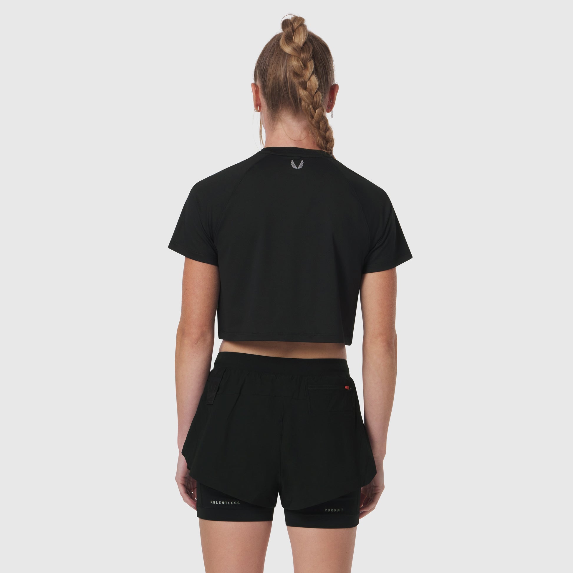 W018. AeroSilver® Cropped Tee Black | ASRV for sale