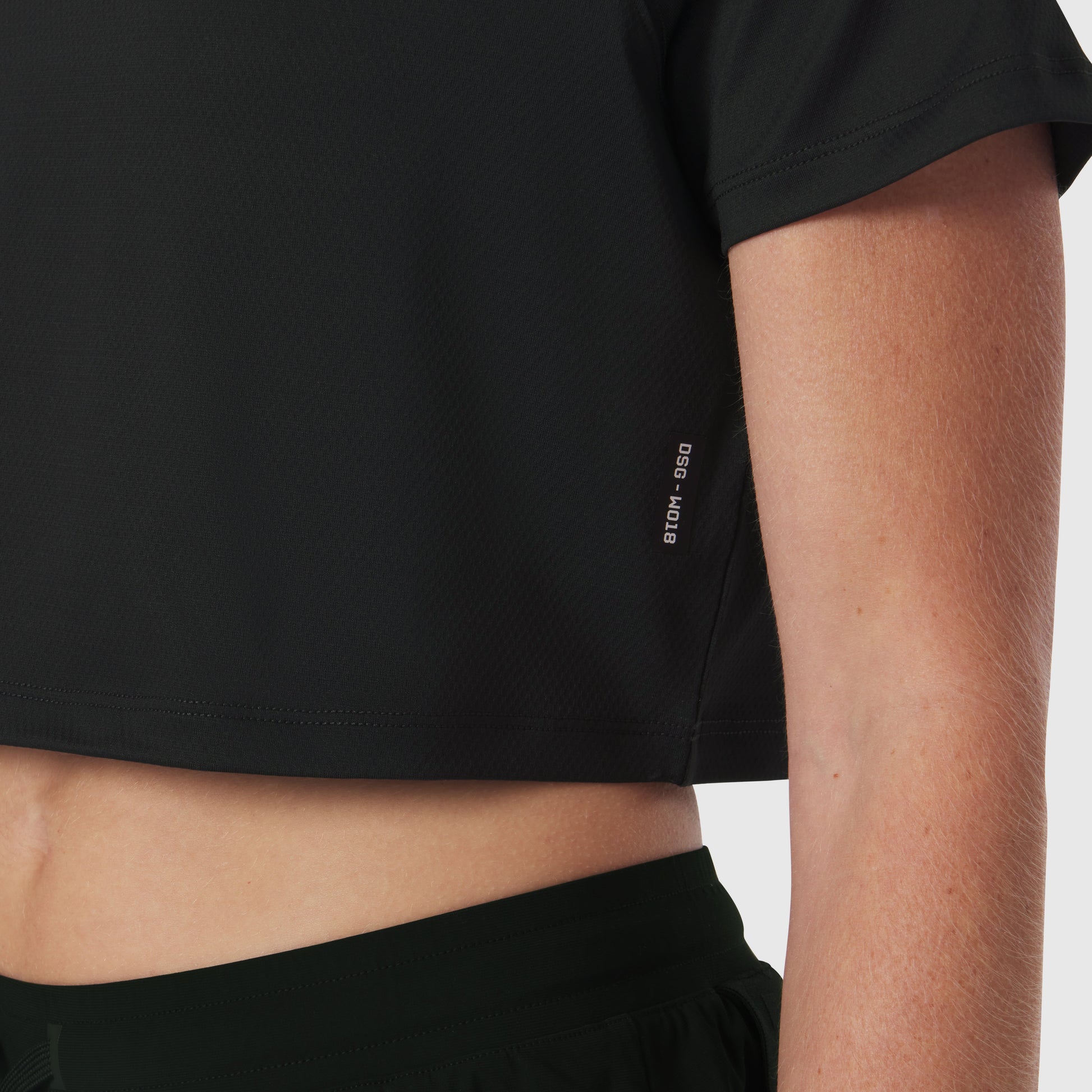 W018. AeroSilver® Cropped Tee Black | ASRV for sale