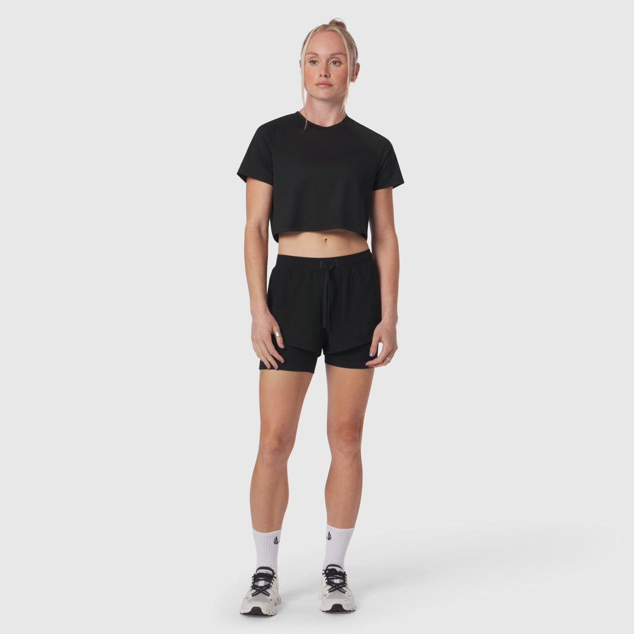 W018. AeroSilver® Cropped Tee Black | ASRV for sale