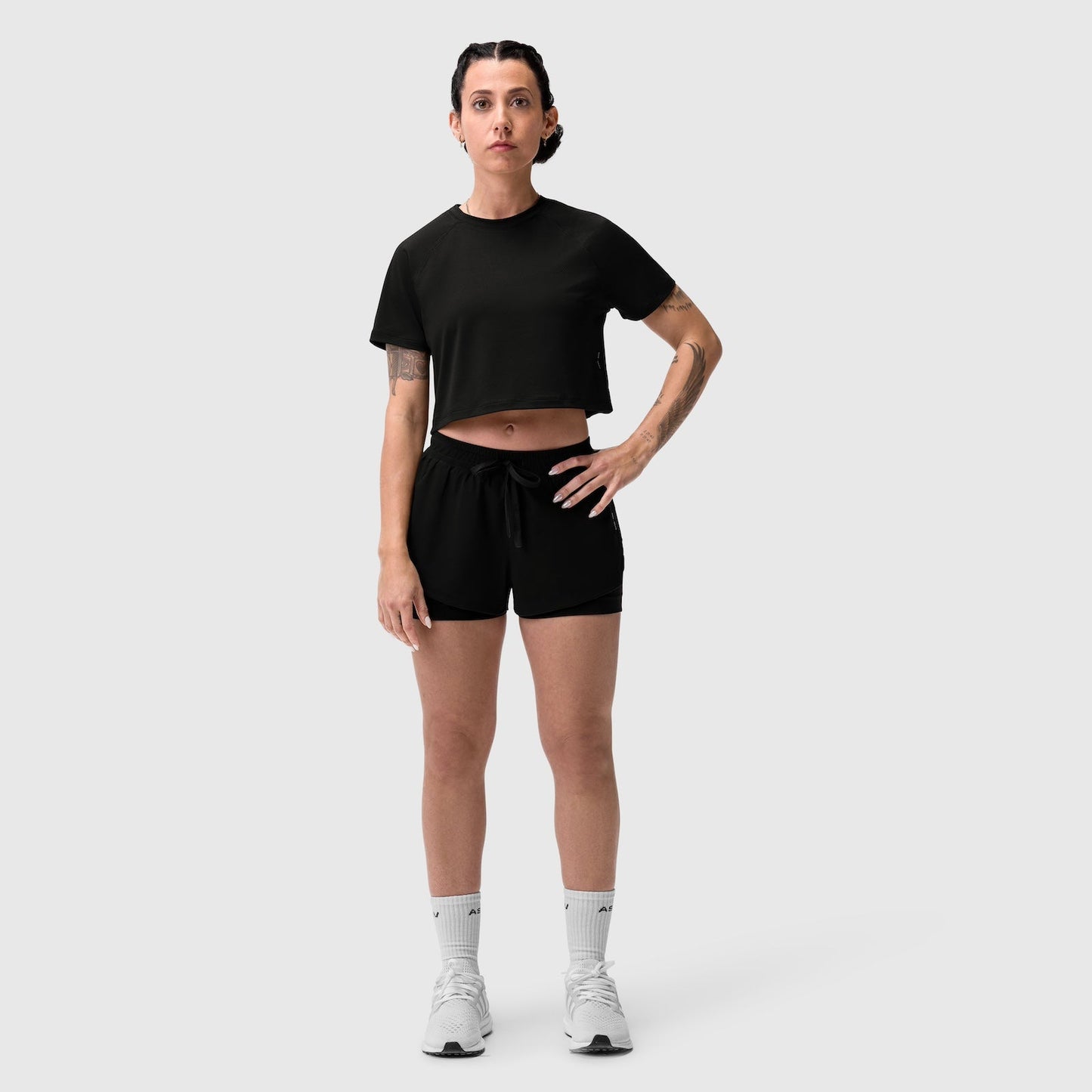 W018. AeroSilver® Cropped Tee Black | ASRV for sale