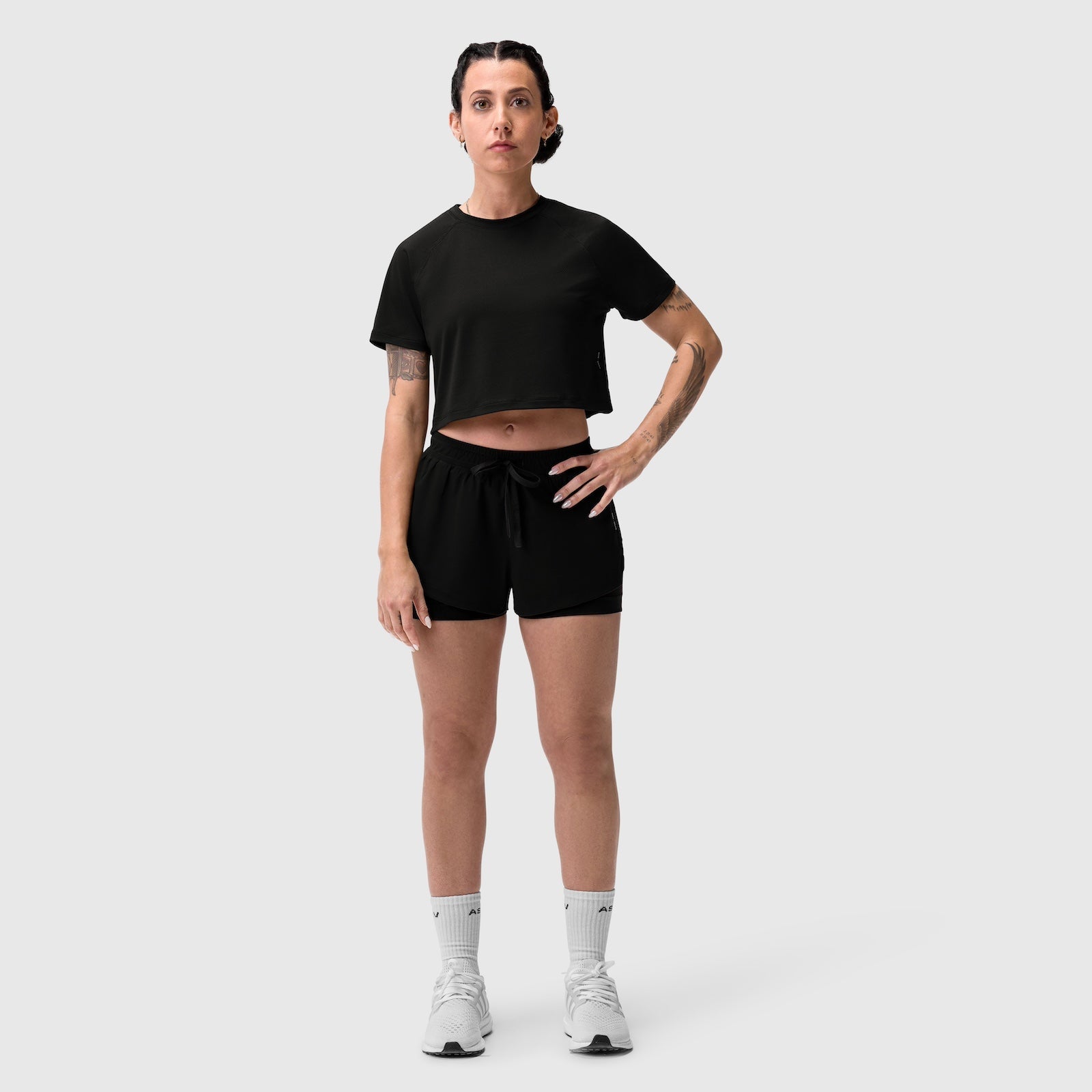 W018. AeroSilver® Cropped Tee Black | ASRV for sale