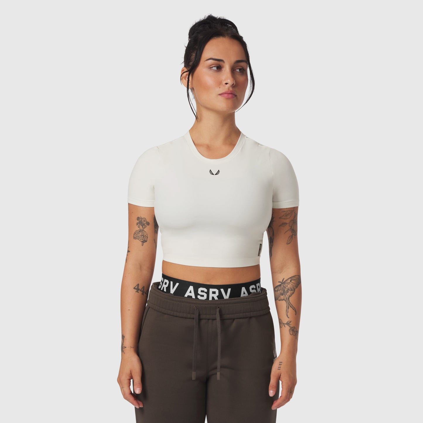 W019. LYCRA® Cropped Tee Ivory Cream | ASRV US