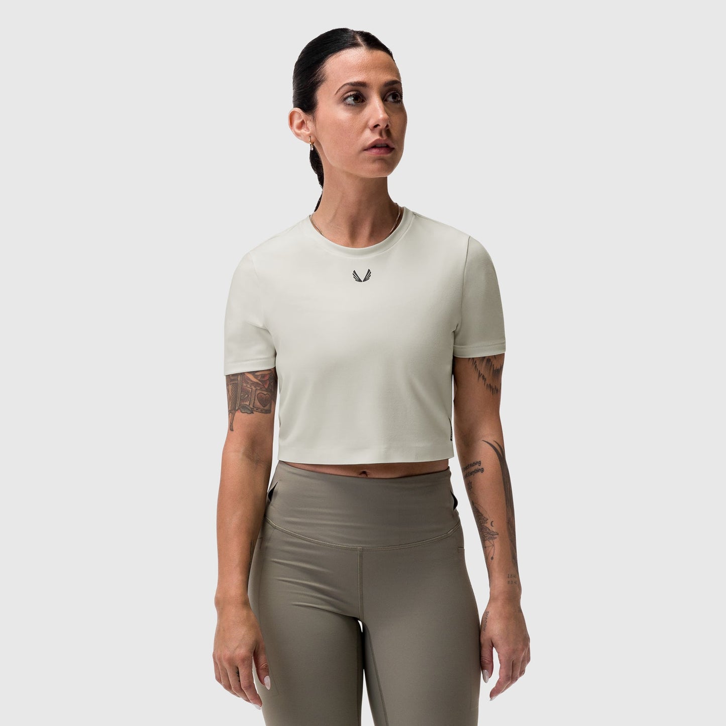 W019. LYCRA® Cropped Tee Ivory Cream | ASRV US