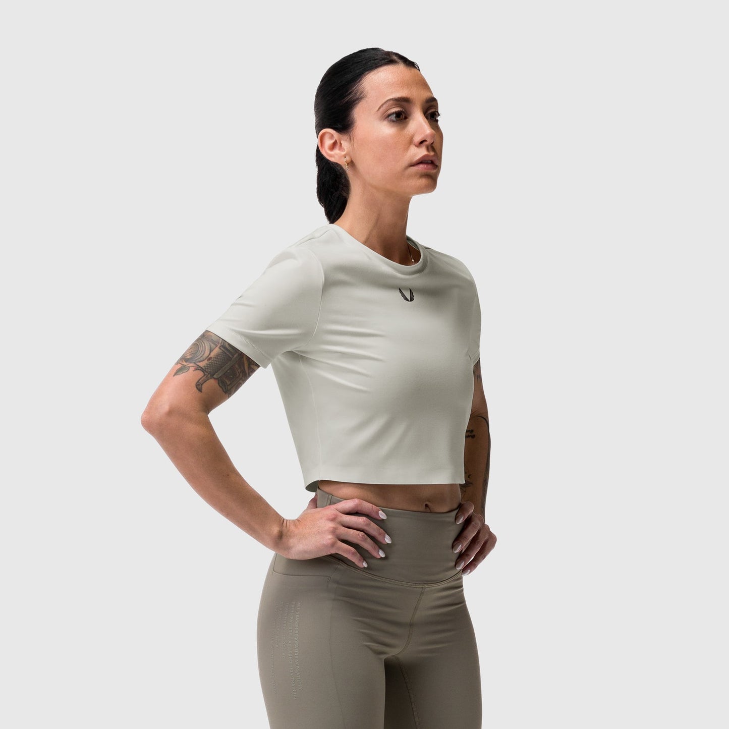 W019. LYCRA® Cropped Tee Ivory Cream | ASRV US