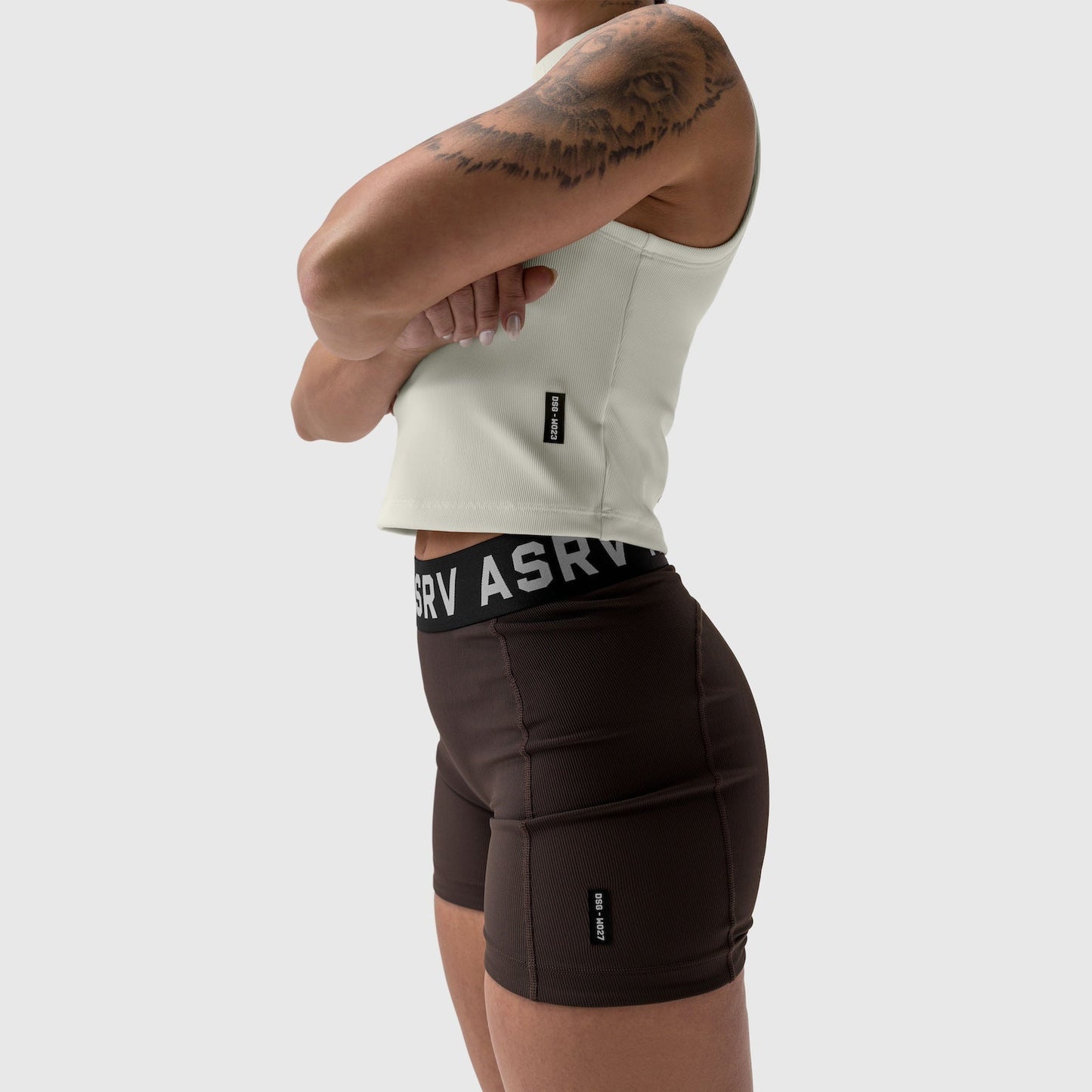 W023. LYCRA® Ribbed Mockneck Tank Ivory Cream | ASRV Online