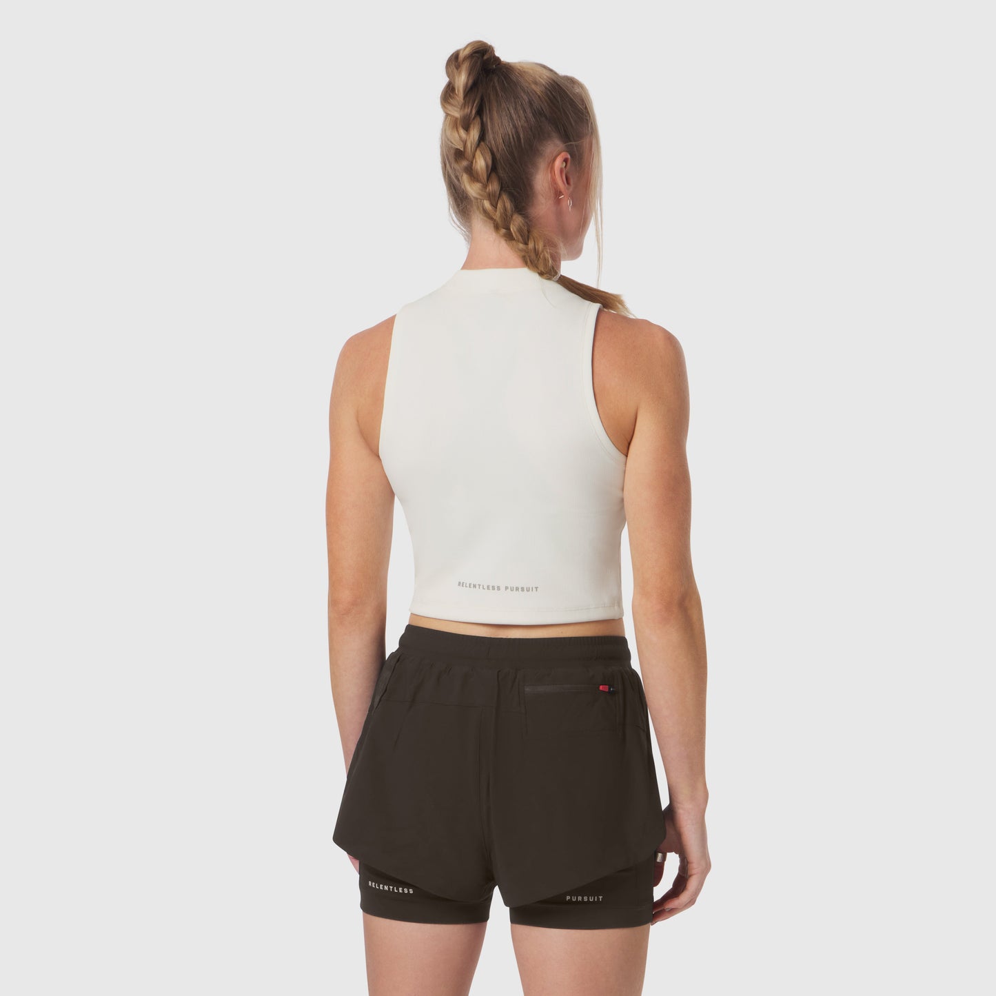 W023. LYCRA® Ribbed Mockneck Tank Ivory Cream | ASRV Online