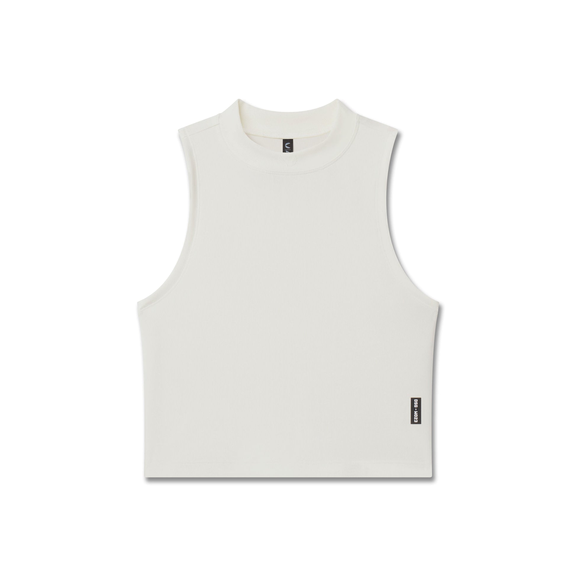 W023. LYCRA® Ribbed Mockneck Tank Ivory Cream | ASRV Online