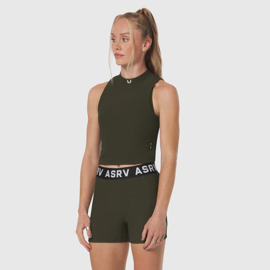 W023. LYCRA® Ribbed Mockneck Tank Olive | ASRV sale