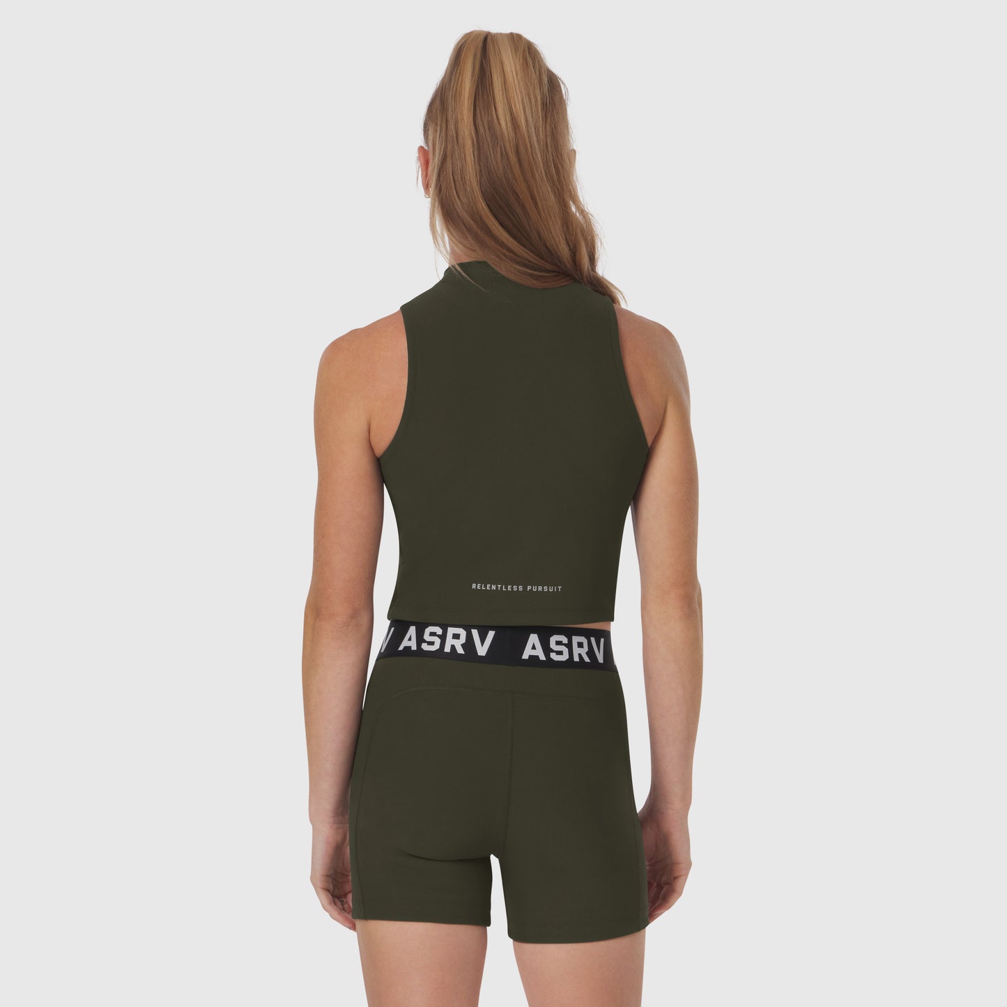 W023. LYCRA® Ribbed Mockneck Tank Olive | ASRV sale