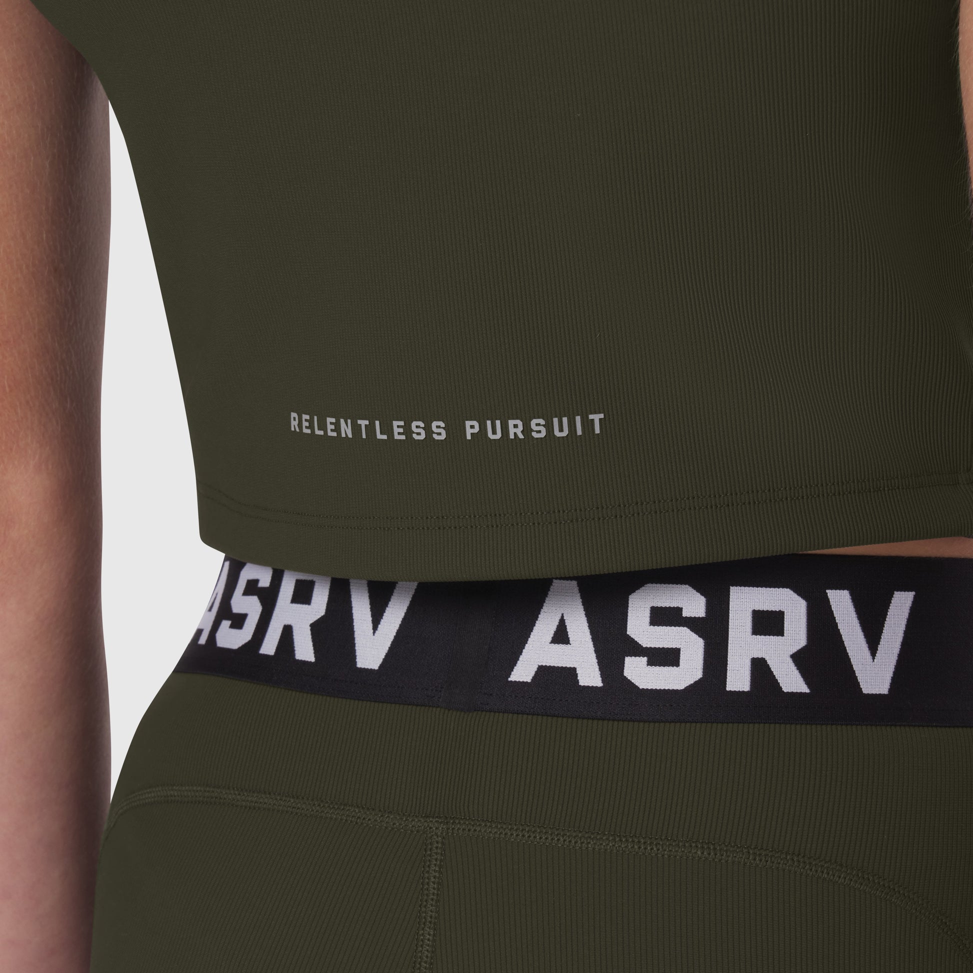 W023. LYCRA® Ribbed Mockneck Tank Olive | ASRV sale