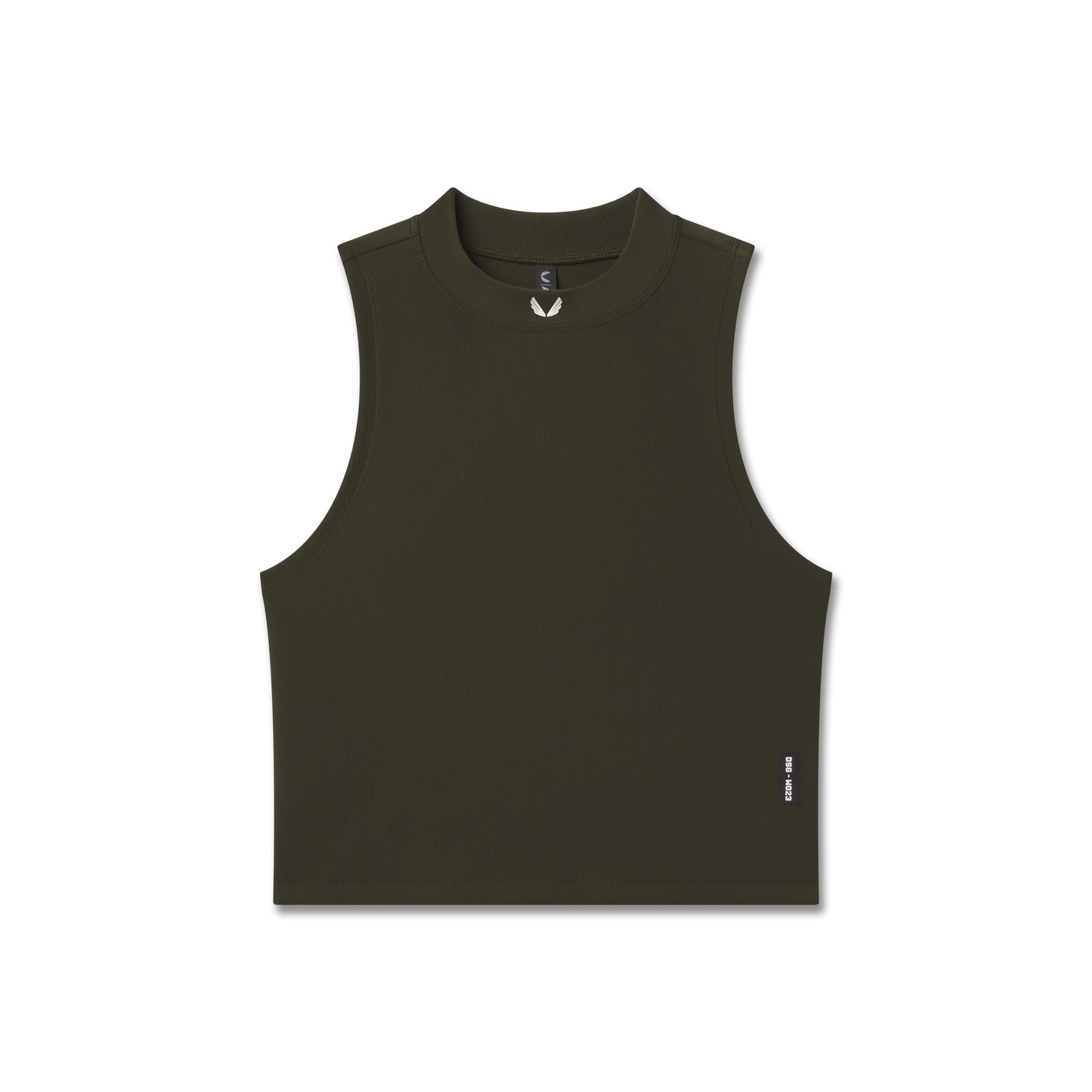 W023. LYCRA® Ribbed Mockneck Tank Olive | ASRV sale