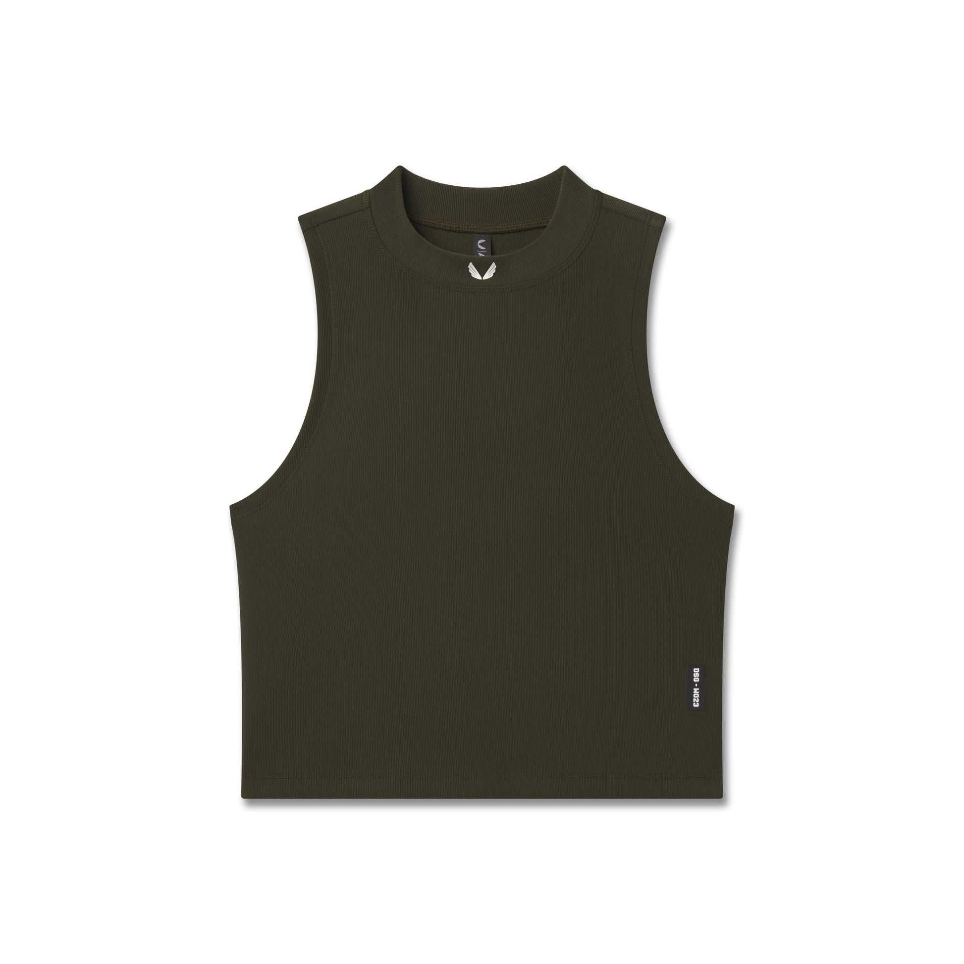 W023. LYCRA® Ribbed Mockneck Tank Olive | ASRV sale
