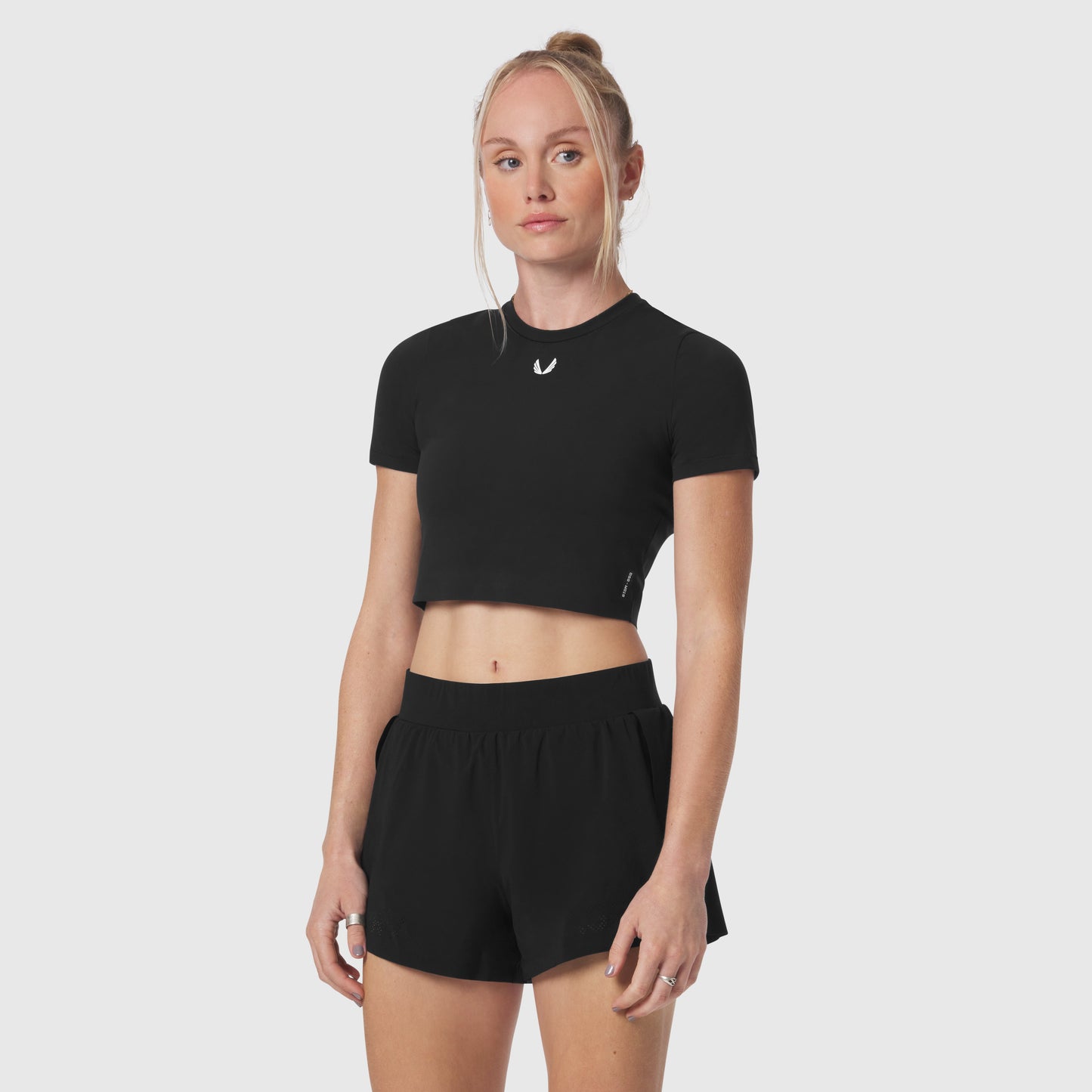 W019. LYCRA® Cropped Tee Black | ASRV discount