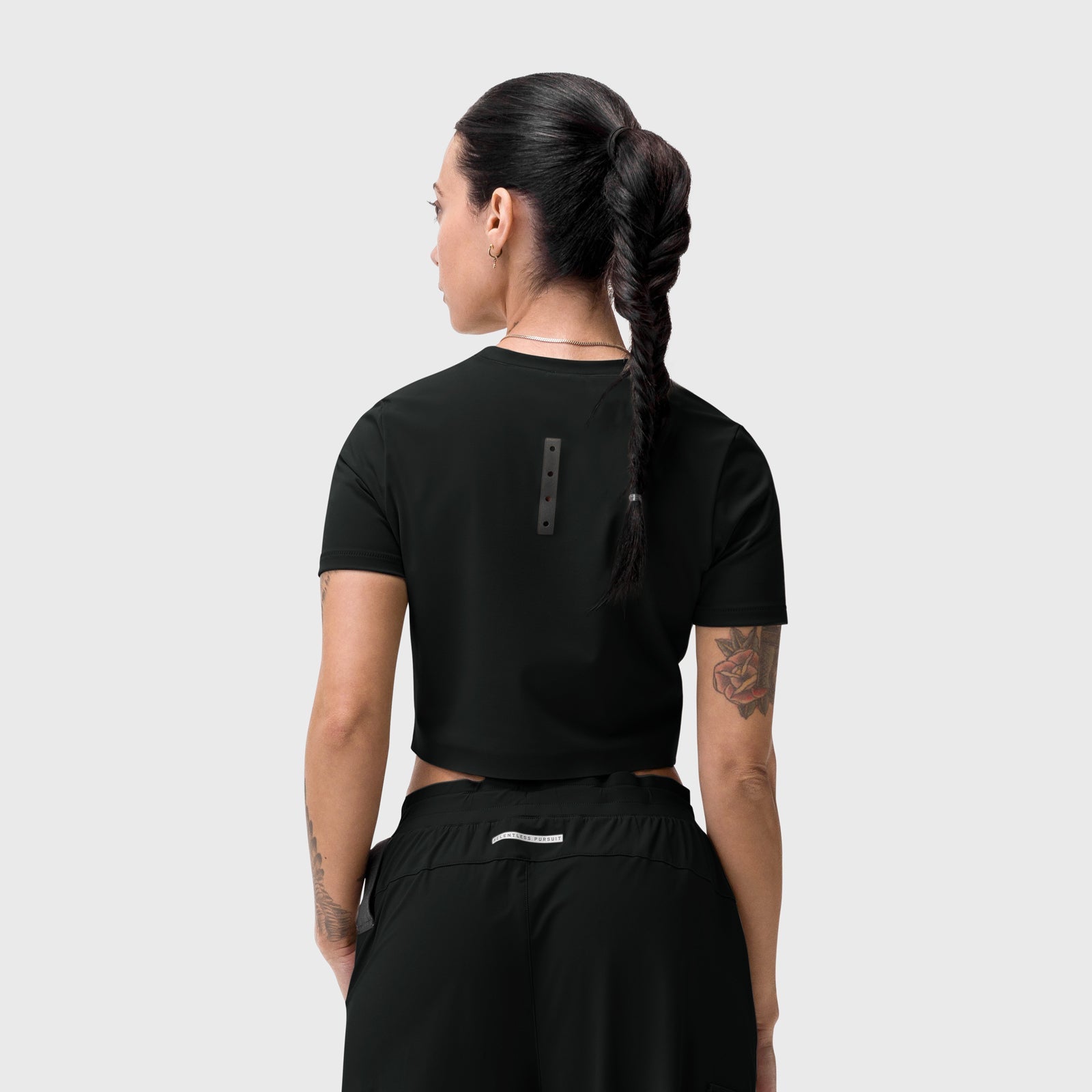 W019. LYCRA® Cropped Tee Black | ASRV discount
