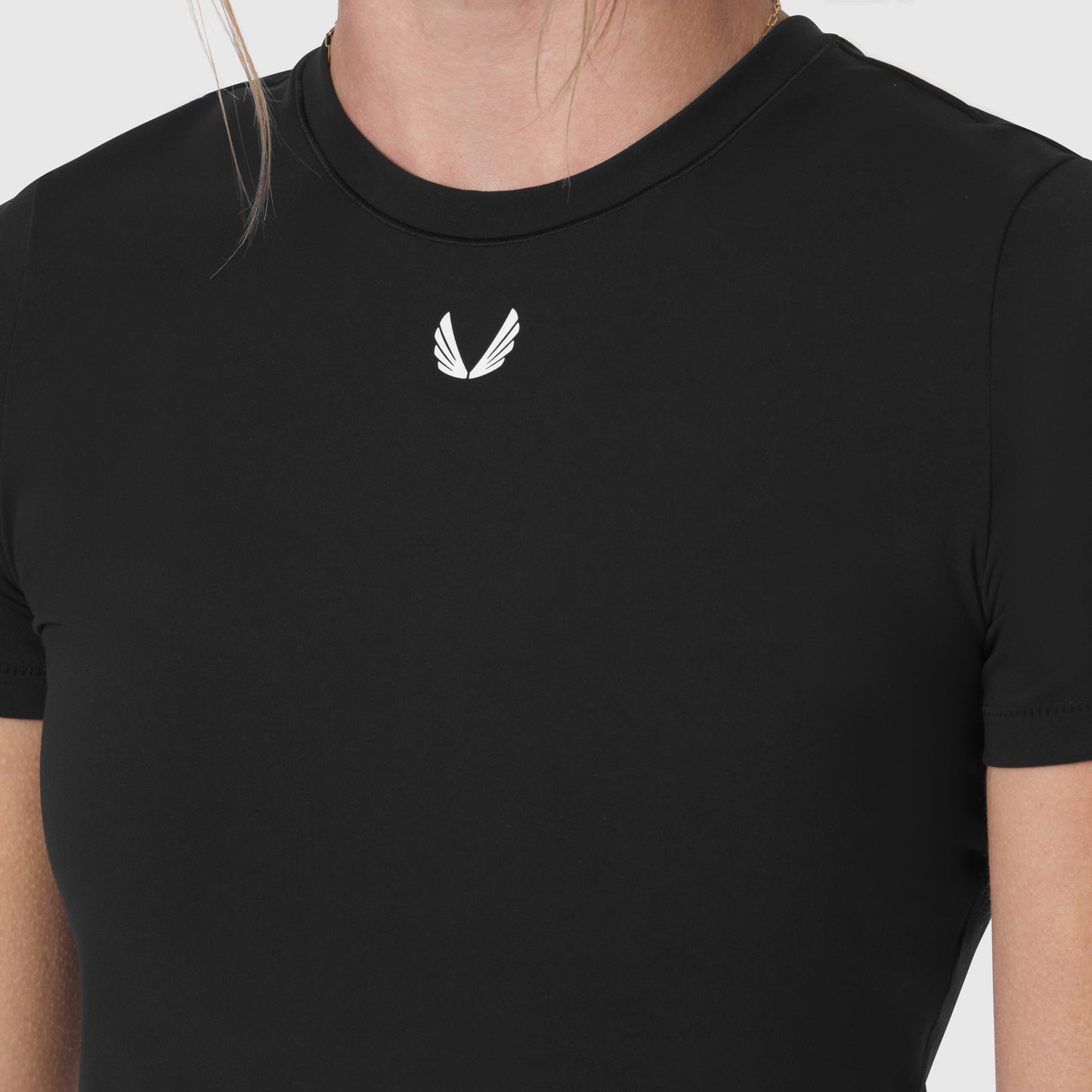 W019. LYCRA® Cropped Tee Black | ASRV discount