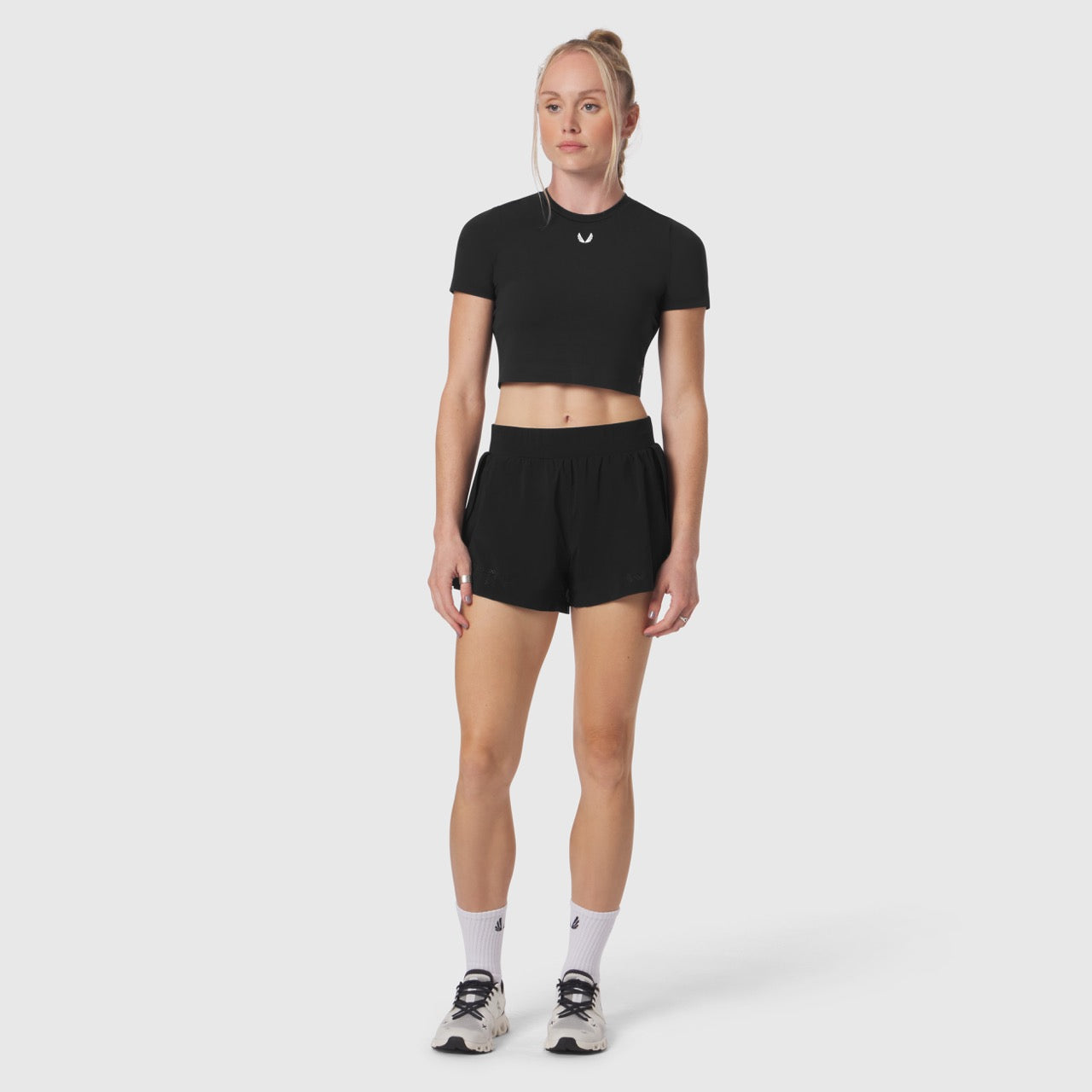 W019. LYCRA® Cropped Tee Black | ASRV discount
