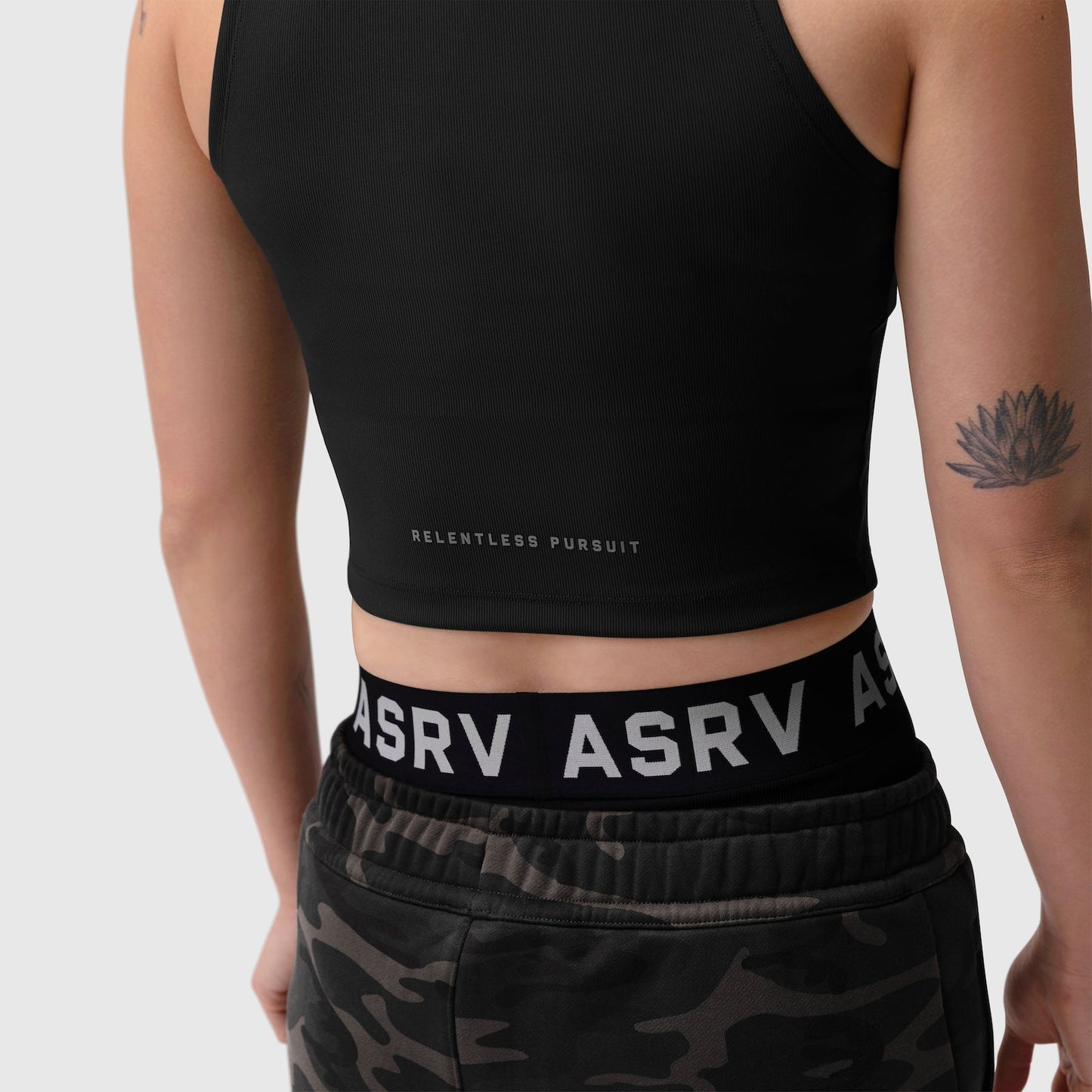 W023. LYCRA® Ribbed Mockneck Tank Black | ASRV Online