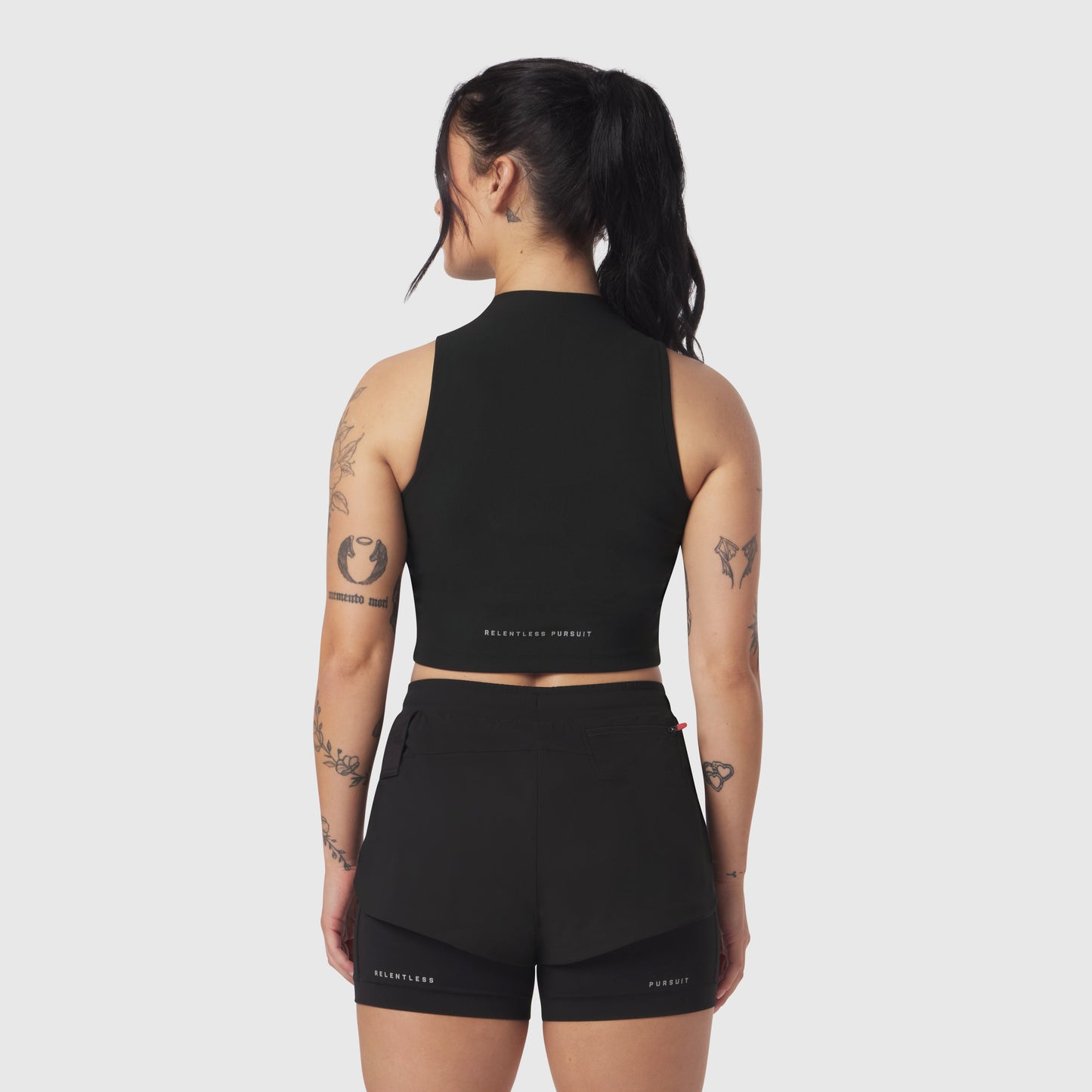 W023. LYCRA® Ribbed Mockneck Tank Black | ASRV Online