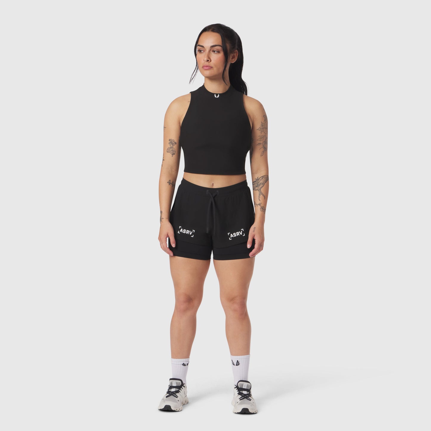 W023. LYCRA® Ribbed Mockneck Tank Black | ASRV Online