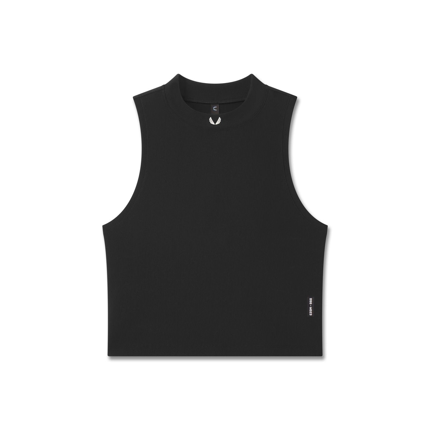 W023. LYCRA® Ribbed Mockneck Tank Black | ASRV Online