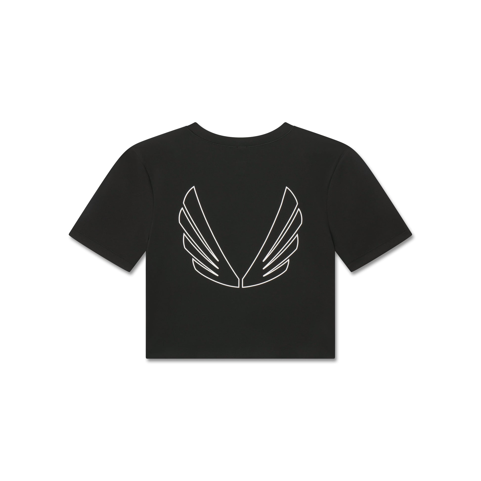 W019. LYCRA® Cropped Tee Black "Big Wings" | ASRV on sale