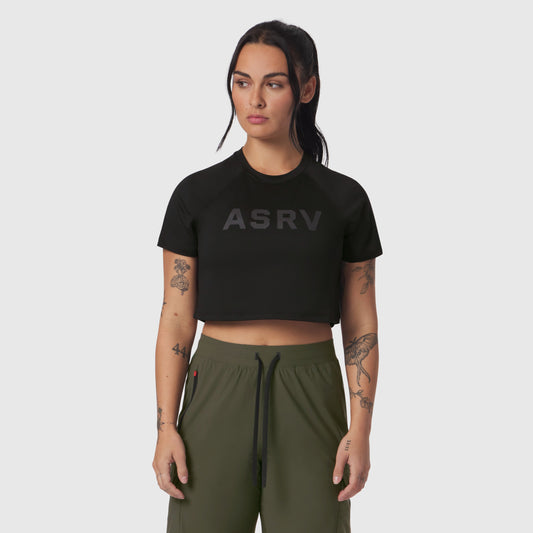 W018. AeroSilver® Cropped Tee Black "ASRV" | ASRV for sale